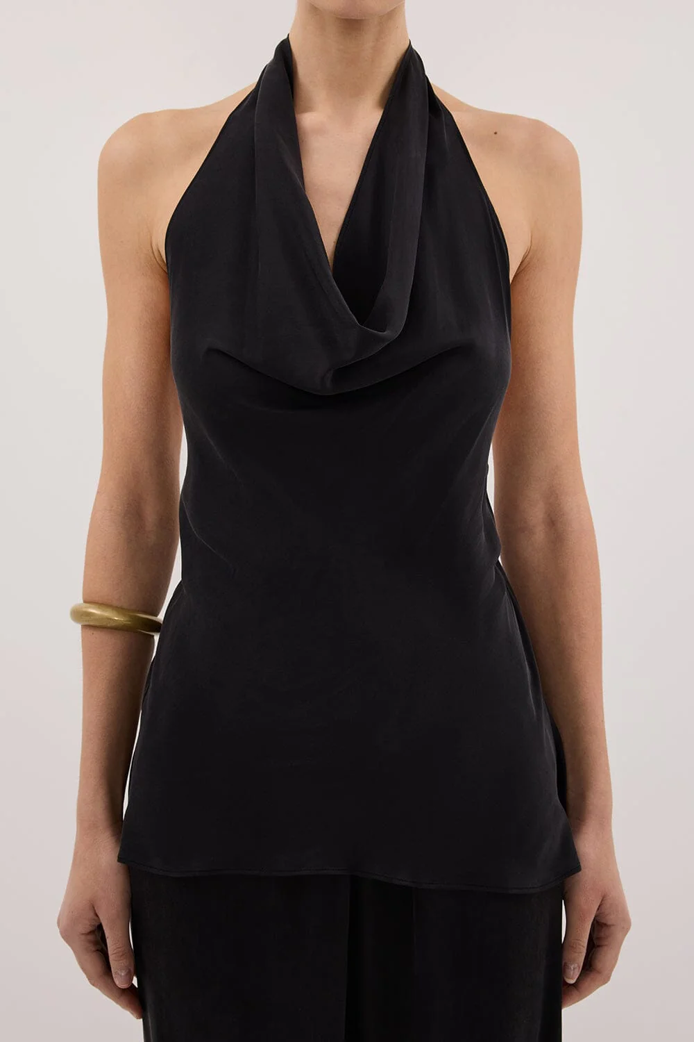 CARLENE BLACK SILK COWL NECK TOP - Image 5