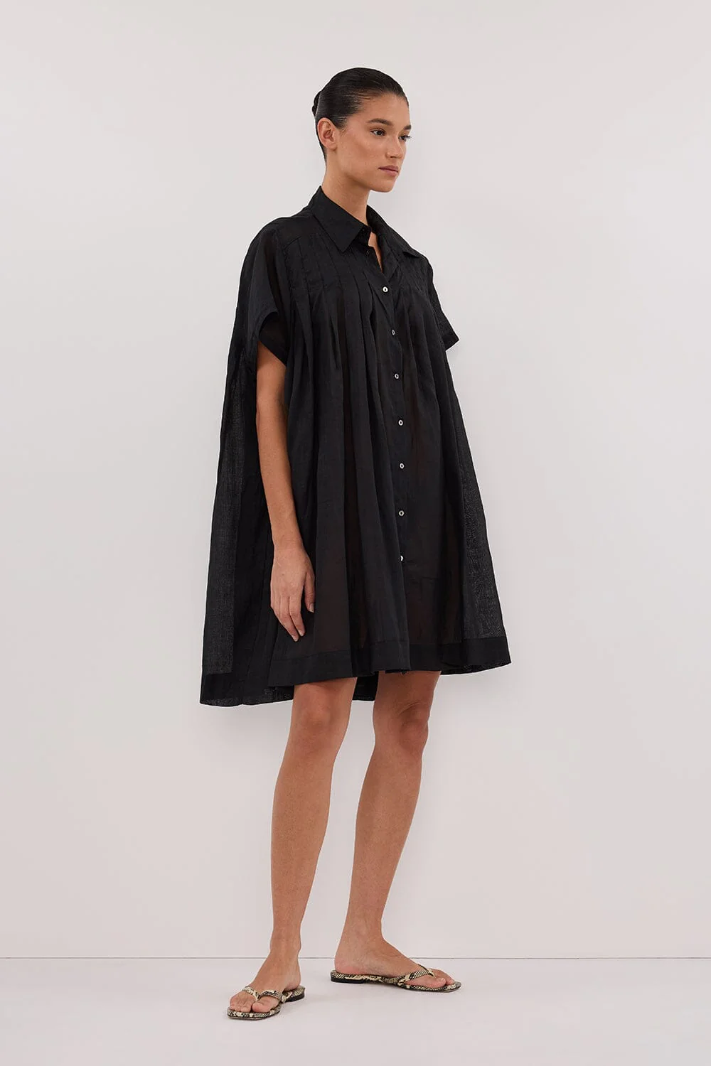 CARMEL BLACK RAMIE MINI DRESS - Image 3