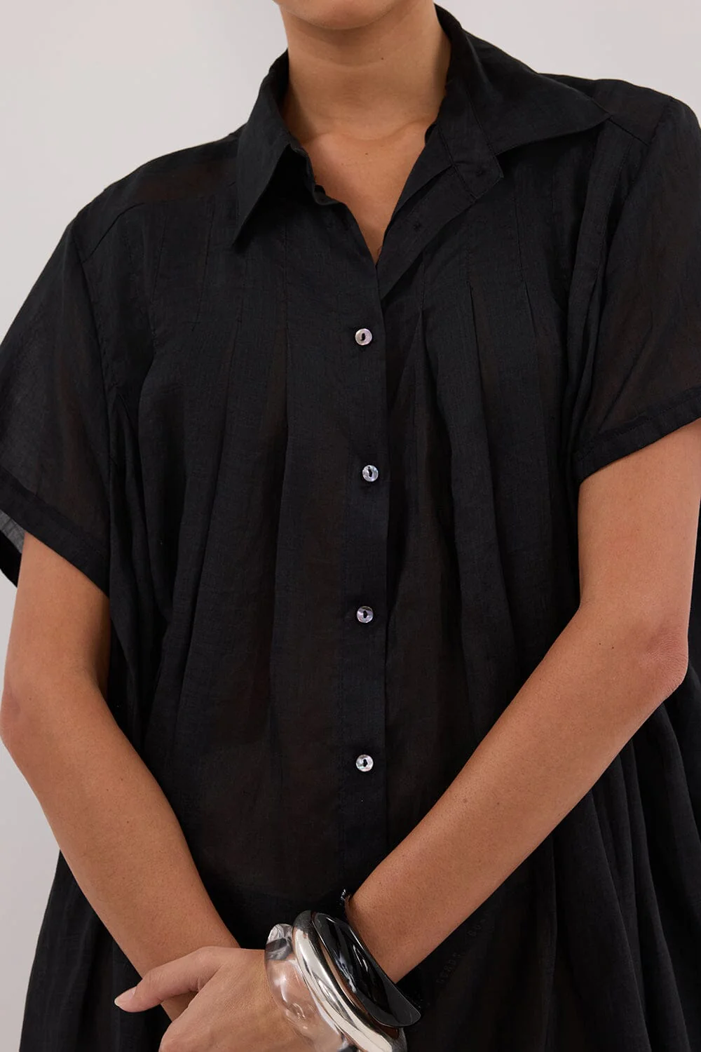 CARMEL BLACK RAMIE MINI DRESS - Image 5