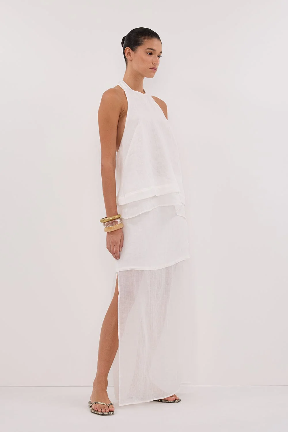 CARMEL WHITE RAMIE HALTER TOP - Image 3