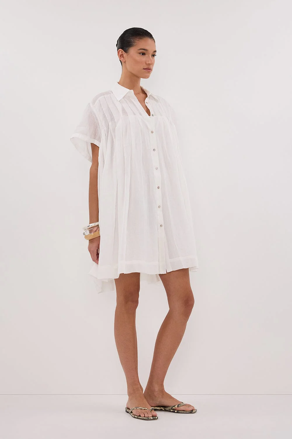 CARMEL WHITE RAMIE MINI DRESS - Image 3