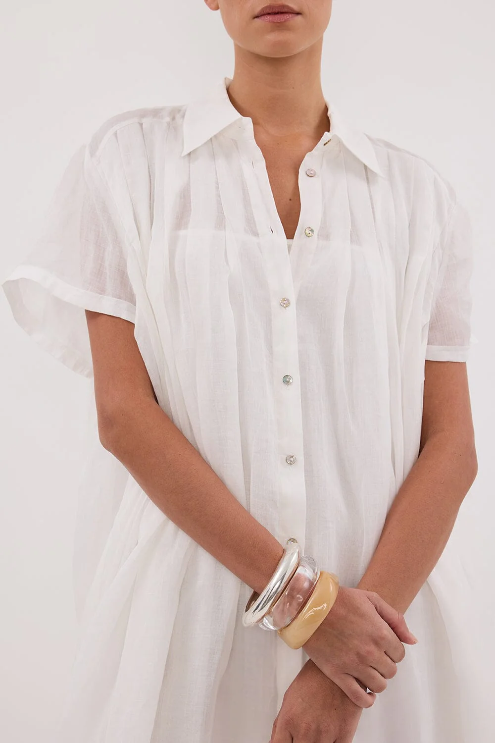 CARMEL WHITE RAMIE MINI DRESS - Image 5