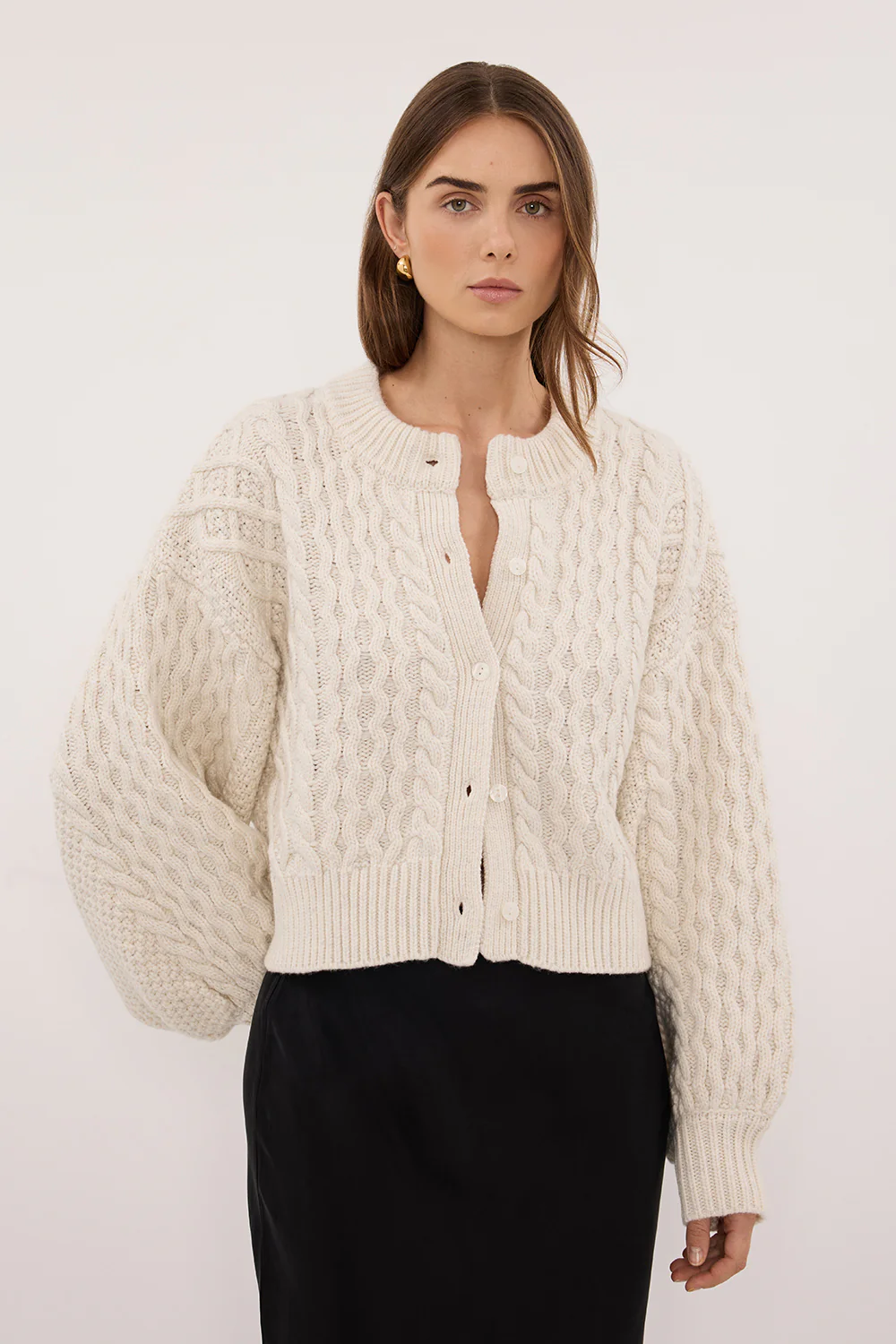 CARMEN IVORY CABLE KNIT CARDIGAN - Image 2