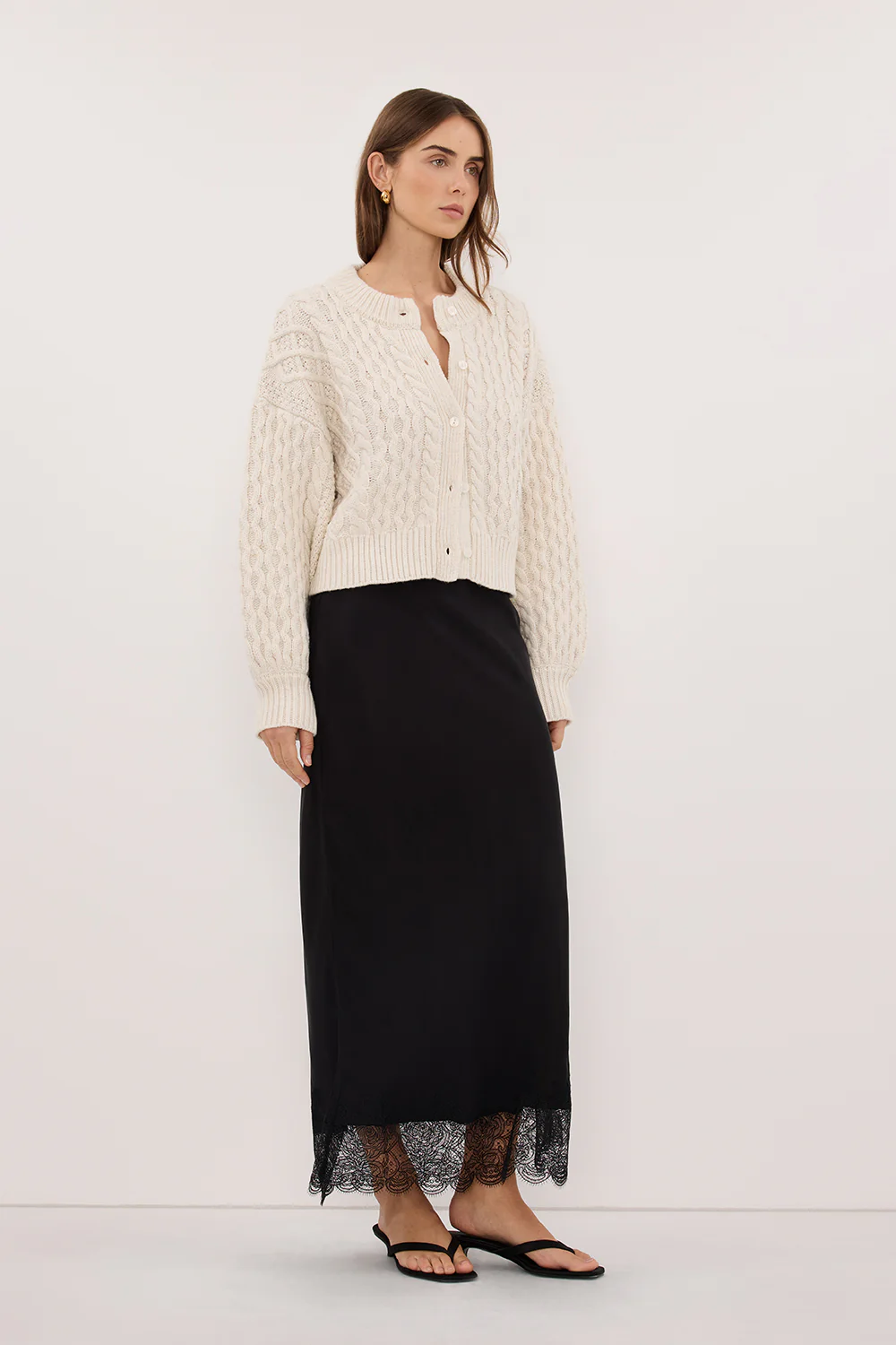 CARMEN IVORY CABLE KNIT CARDIGAN - Image 4