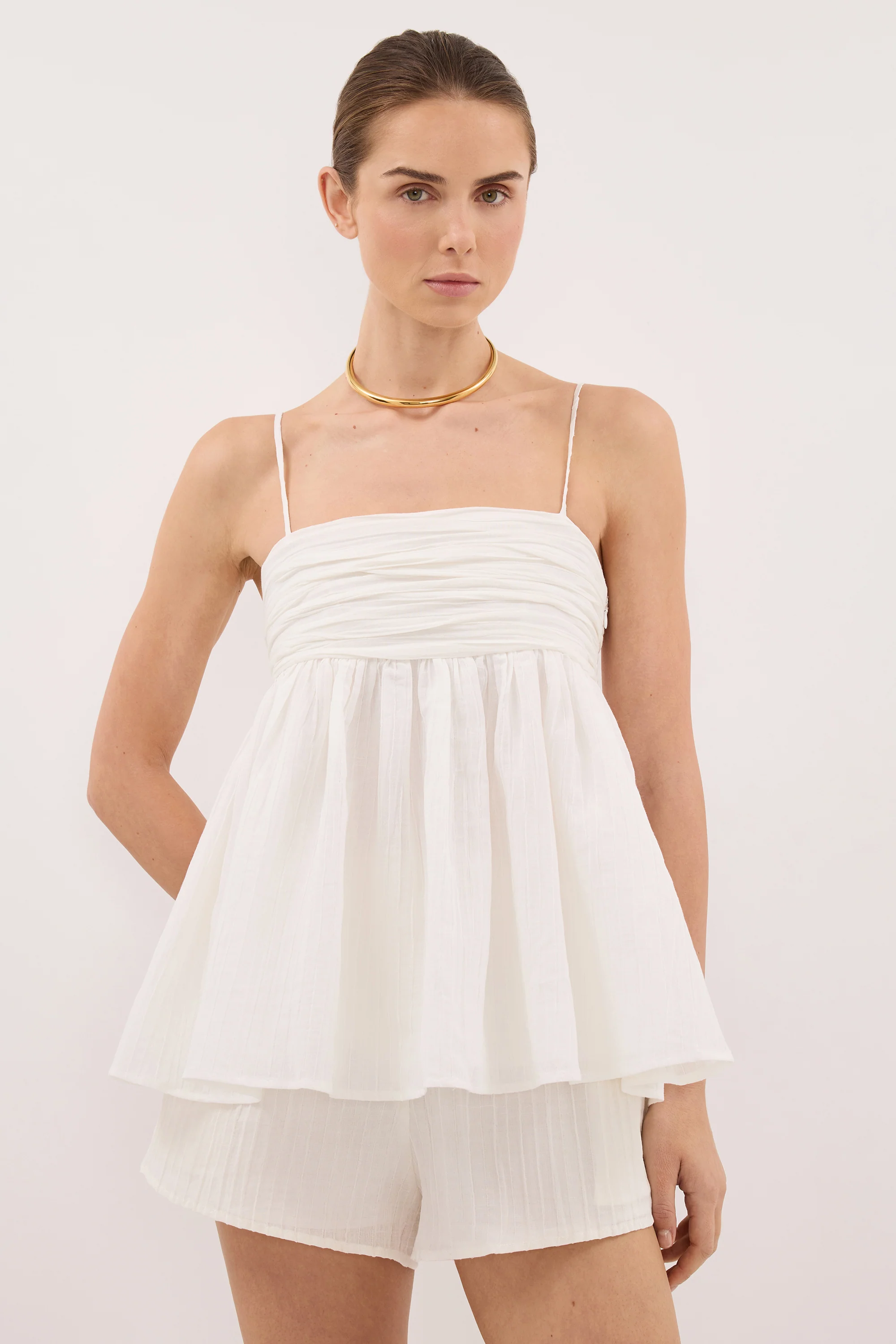 CASEY IVORY CRINKLE RAMIE TOP - PRE ORDER - Image 2