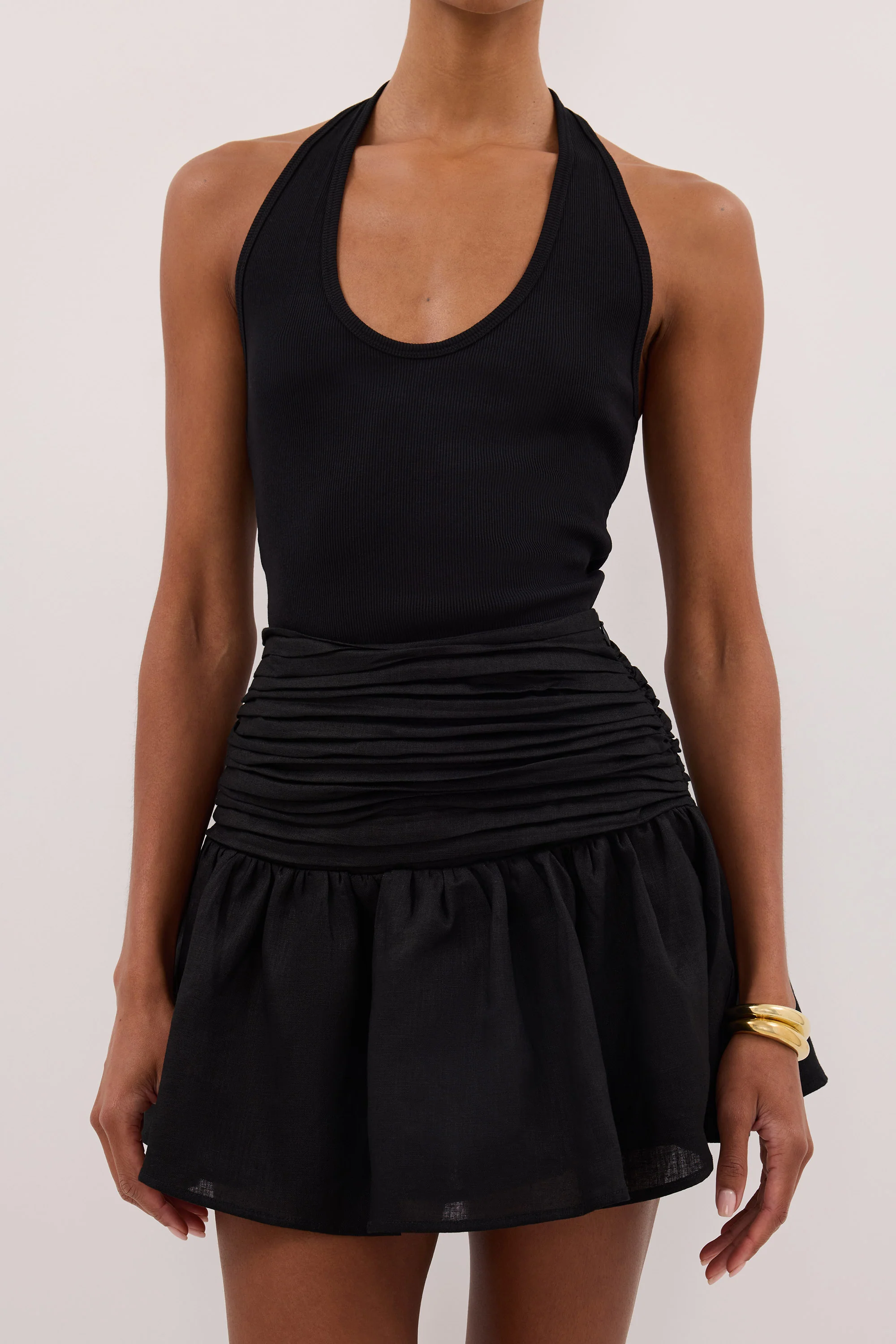 CATANIA BLACK LINEN MINI SKIRT - Image 5