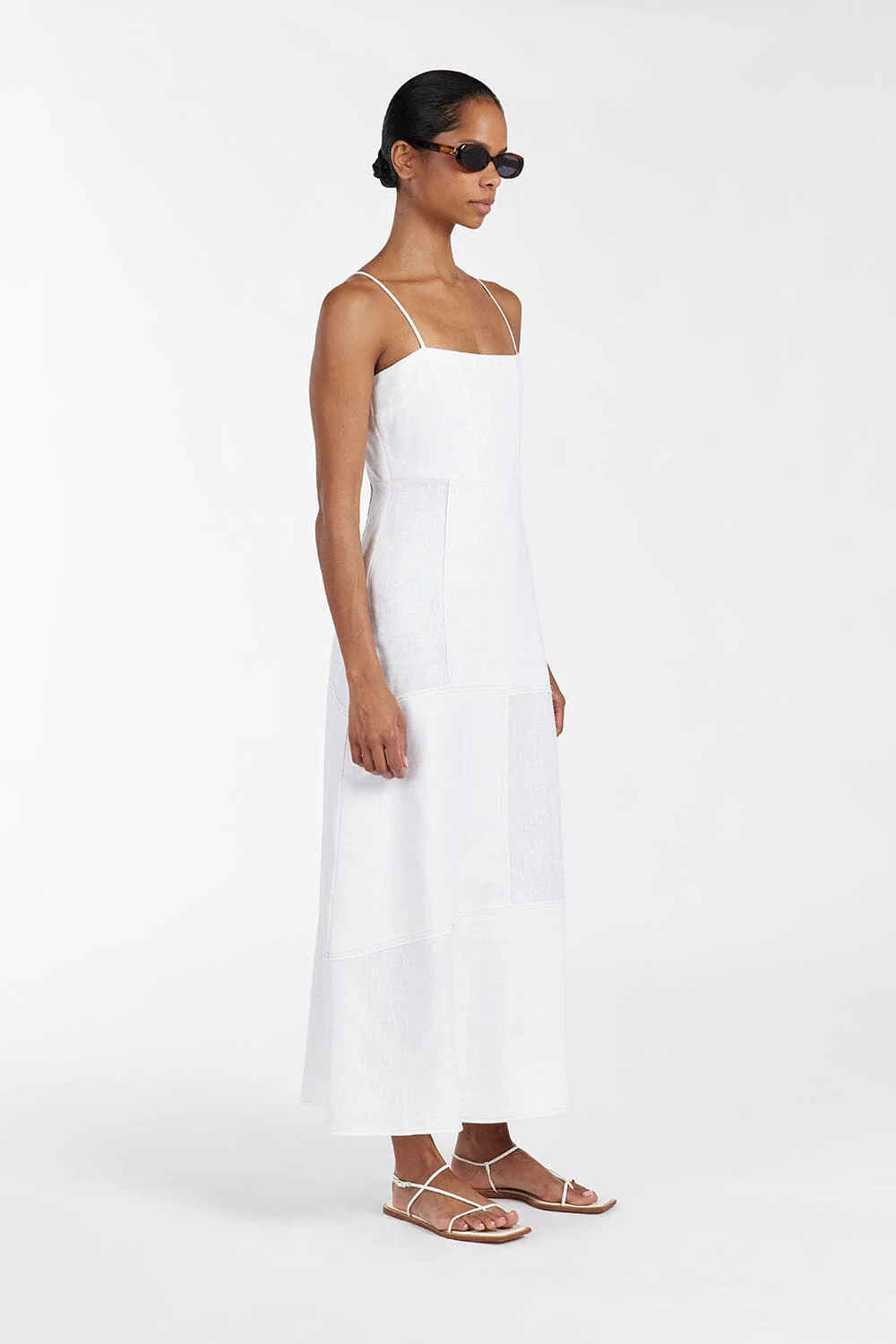 CATIE WHITE PATCHWORK MIDI DRESS - Image 3