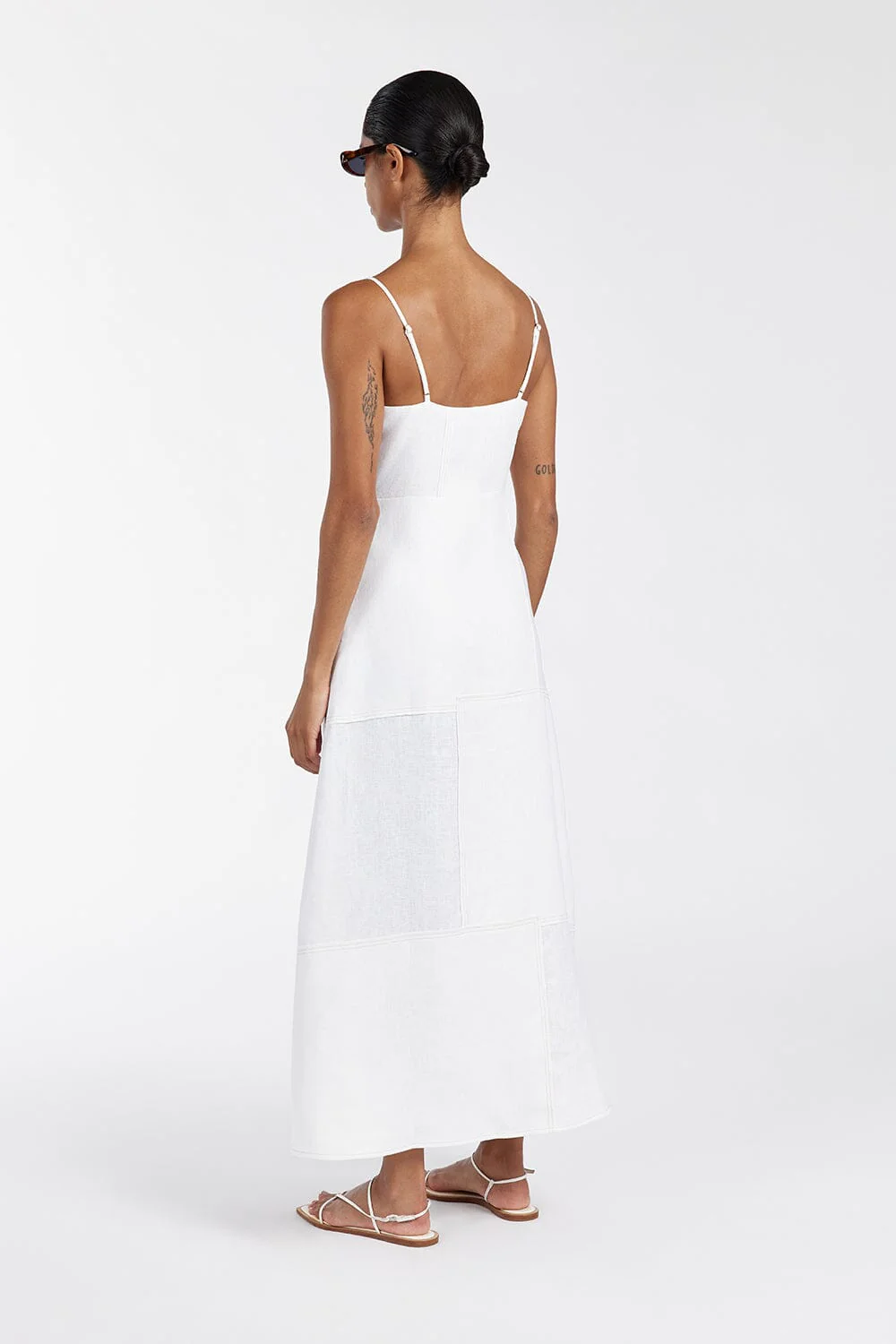 CATIE WHITE PATCHWORK MIDI DRESS - Image 4