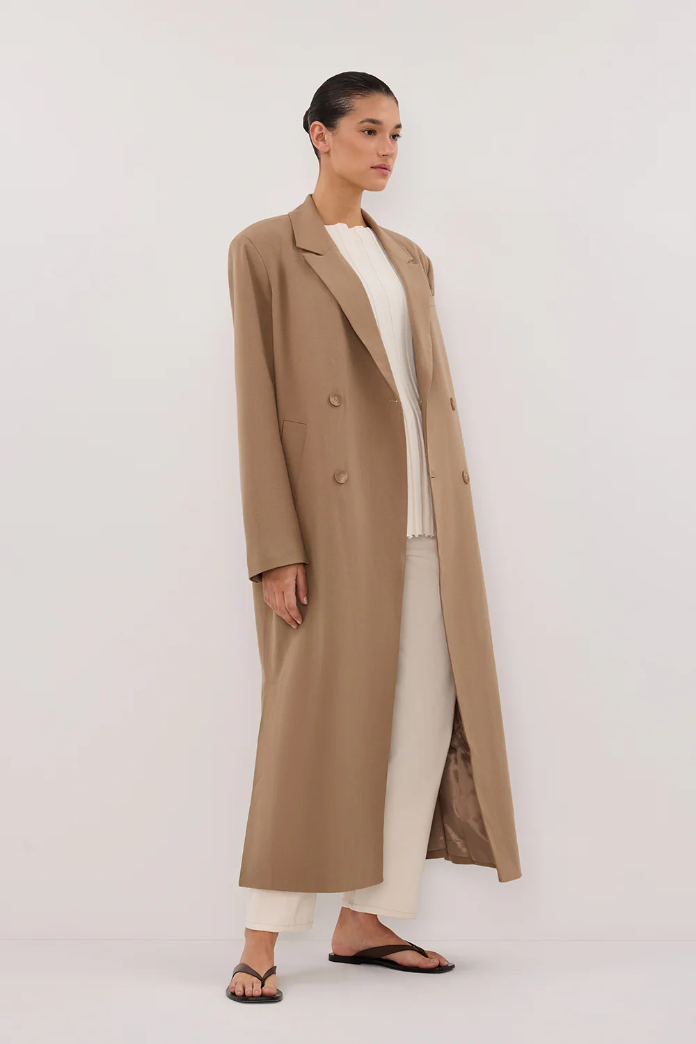 CELINA TAN WOOL BLEND COAT - Image 3