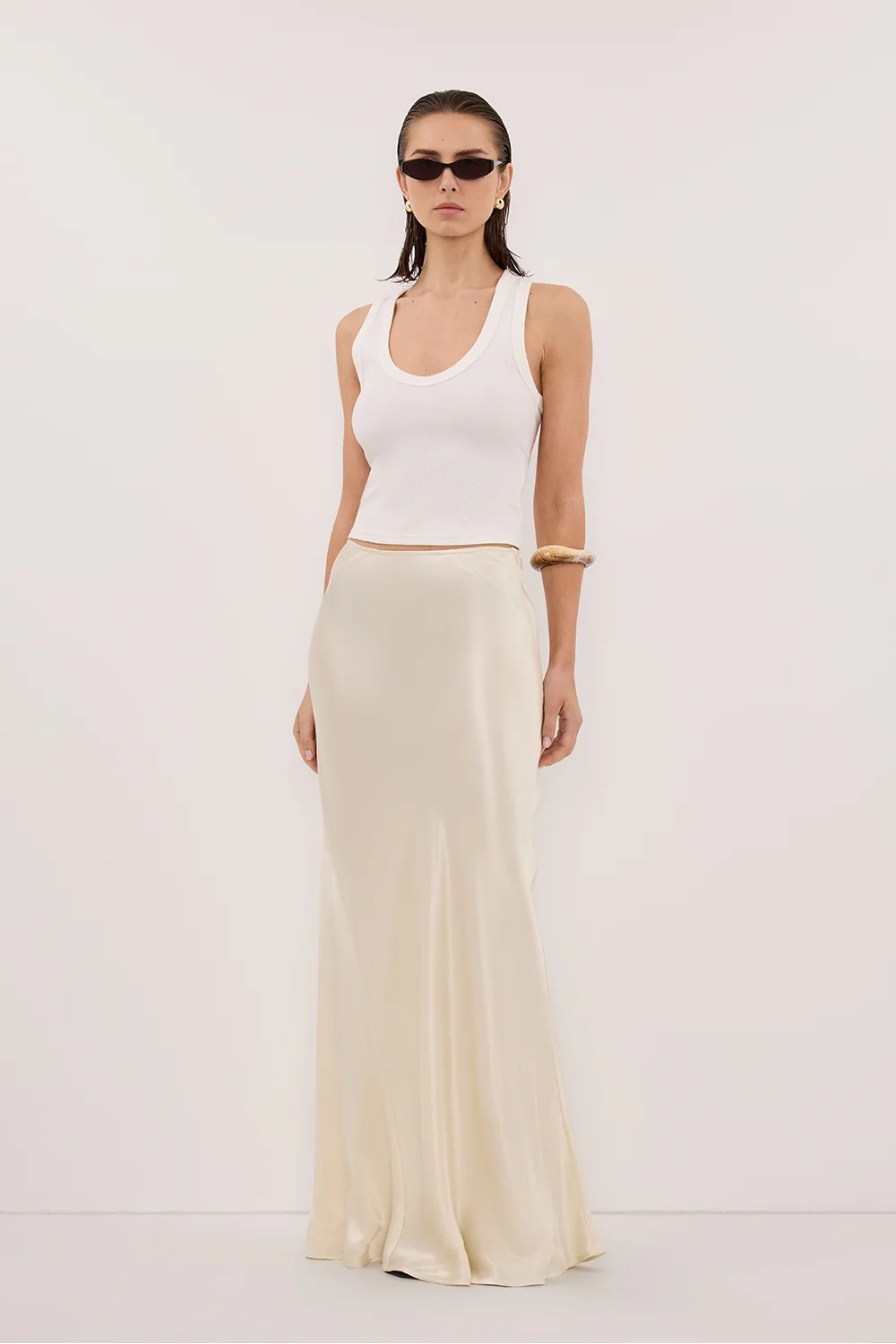 CHARLI STRAW SATIN MAXI SKIRT - Image 5