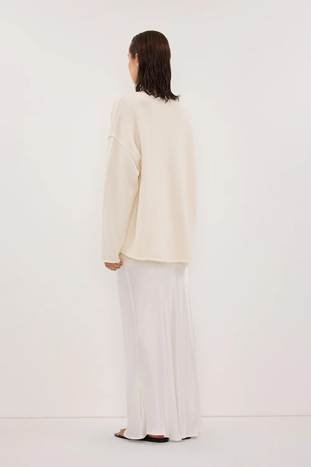 CHARLI WHITE SATIN MAXI SKIRT - Image 5