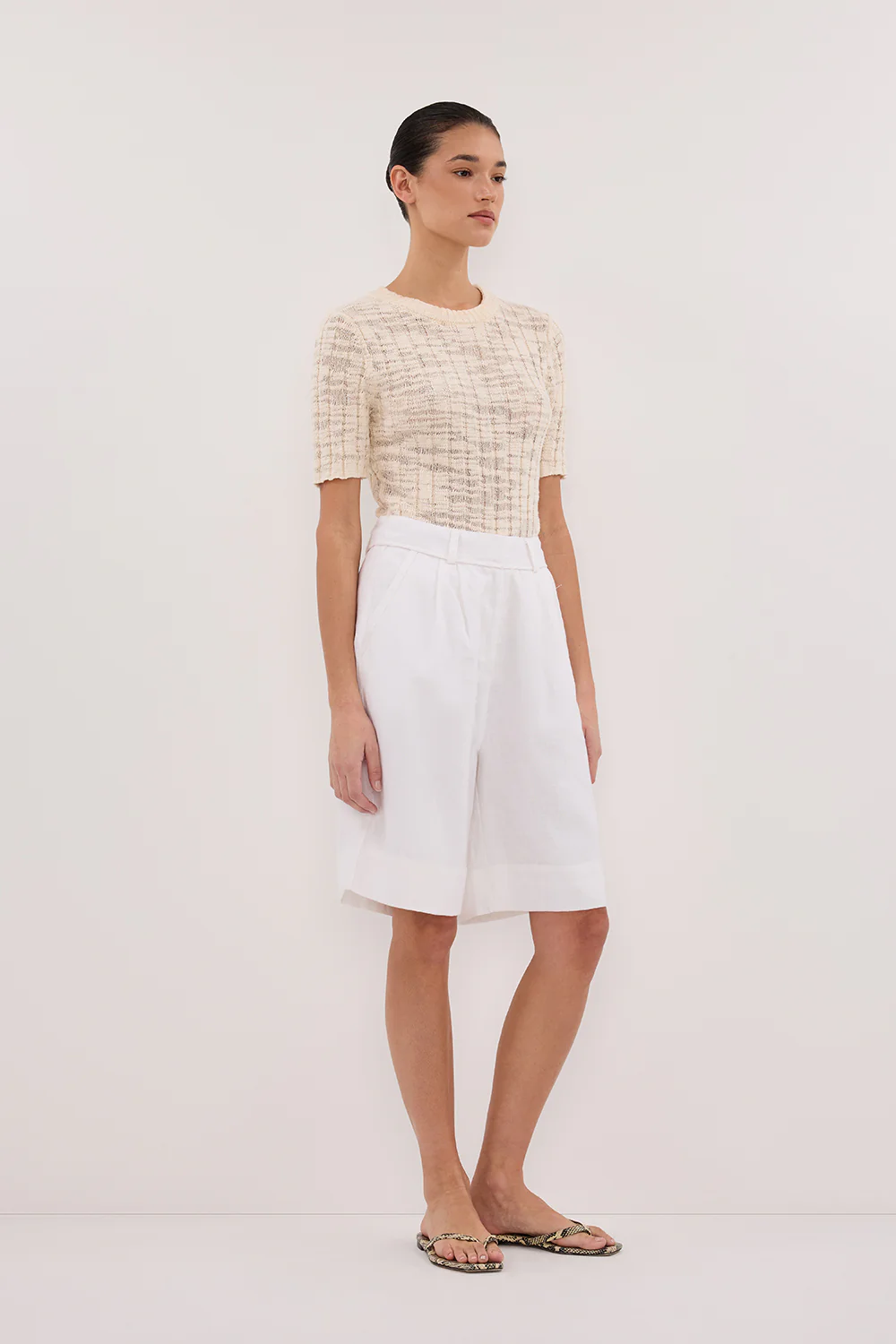 CIA NATURAL CAP SLEEVE KNIT TEE - Image 3