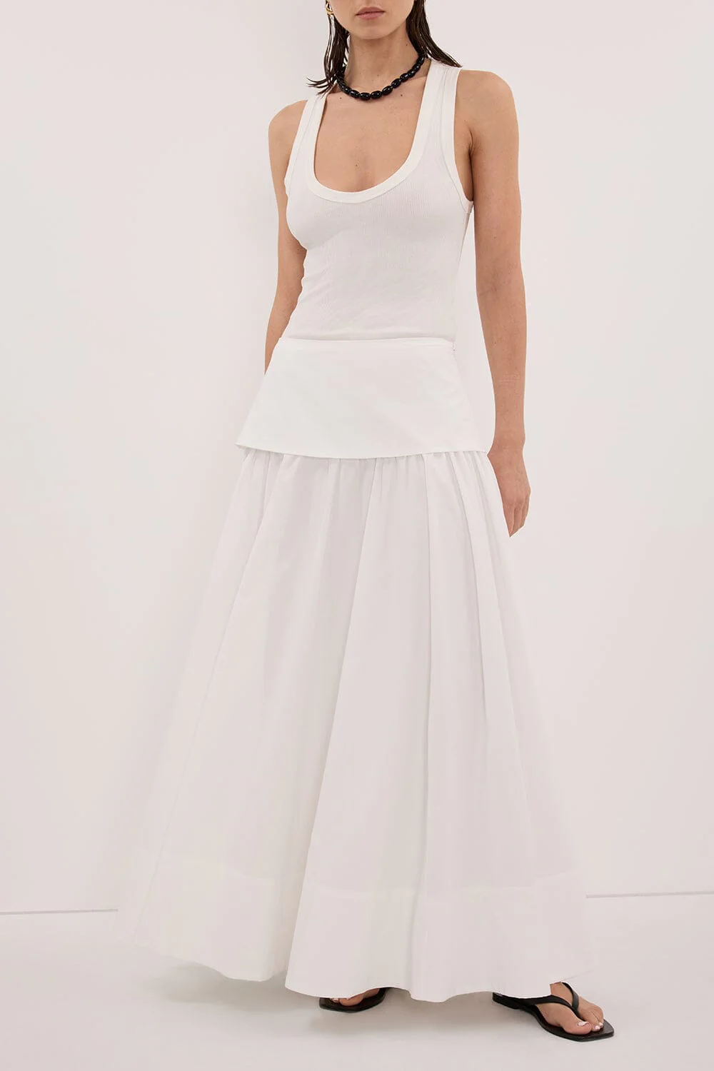 CLAIRE WHITE COTTON MIDI SKIRT - Image 3