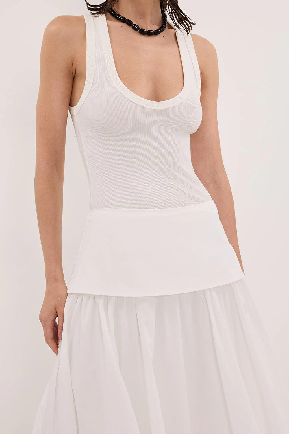 CLAIRE WHITE COTTON MIDI SKIRT - Image 6
