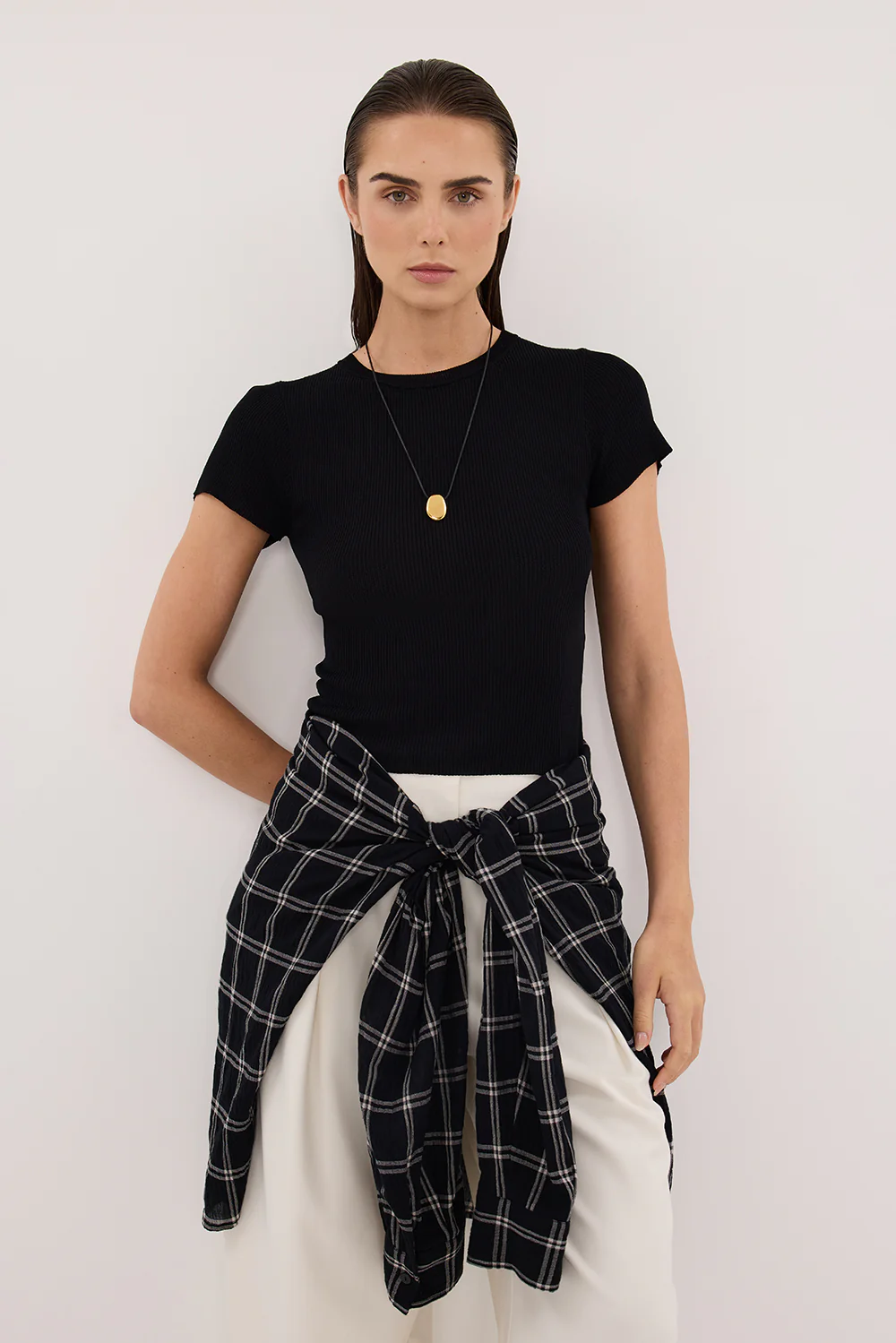 CLO BLACK RIBBED BABY TEE - Image 2