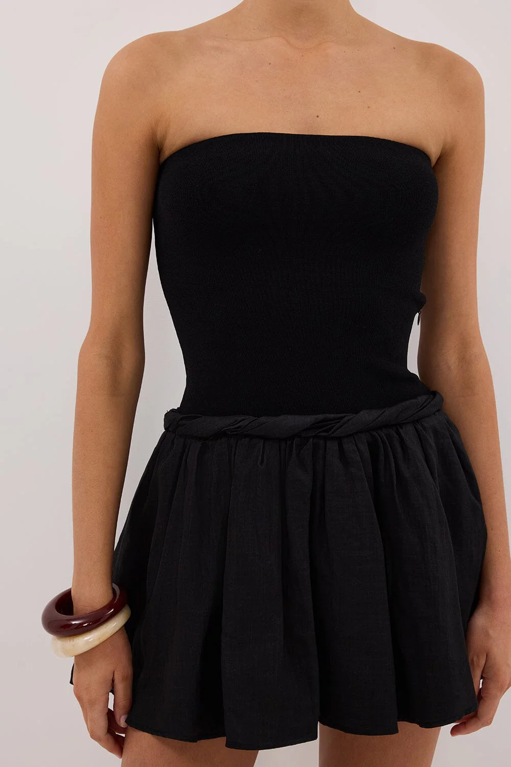 COCO BLACK STRAPLESS HYBRID MINI DRESS - Image 5