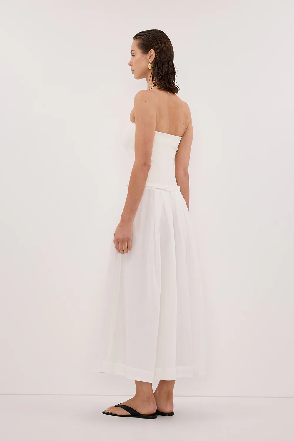 COCO WHITE STRAPLESS HYRBID MIDI DRESS - Image 4
