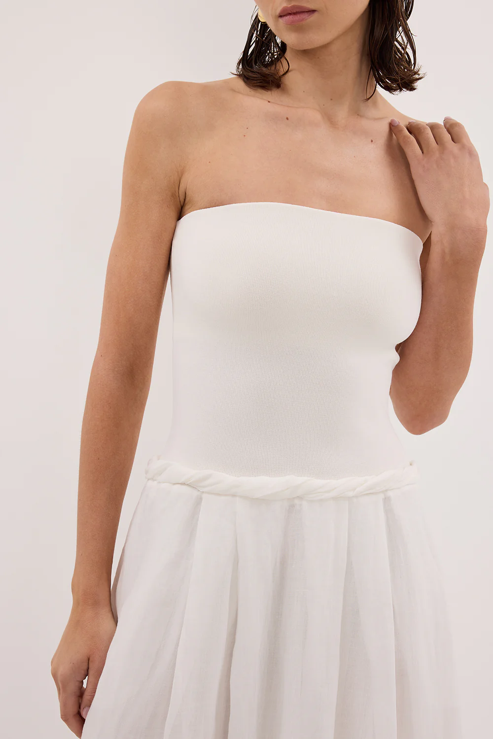COCO WHITE STRAPLESS HYRBID MIDI DRESS - Image 5