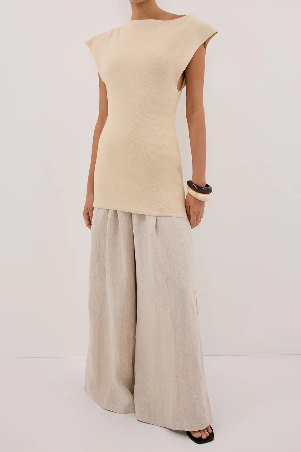 CODY NATURAL WIDE LINEN PANT - Image 2