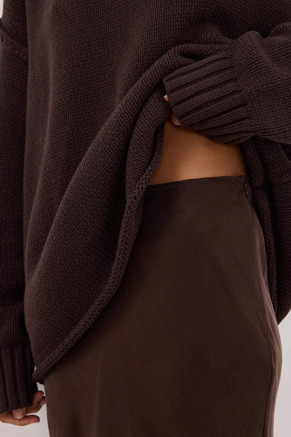 COLETTE BITTER CHOC SILK MAXI SKIRT - Image 6