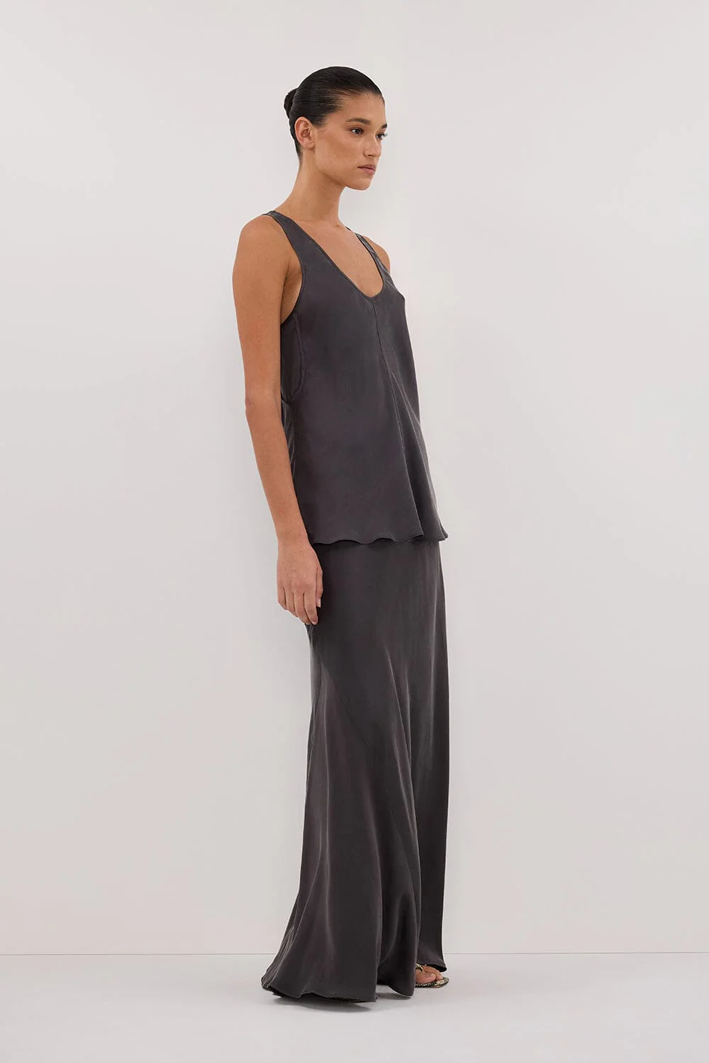 COLETTE PETROL SILK MAXI SKIRT - Image 3