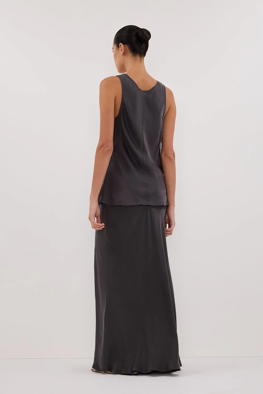 COLETTE PETROL SILK MAXI SKIRT - Image 4