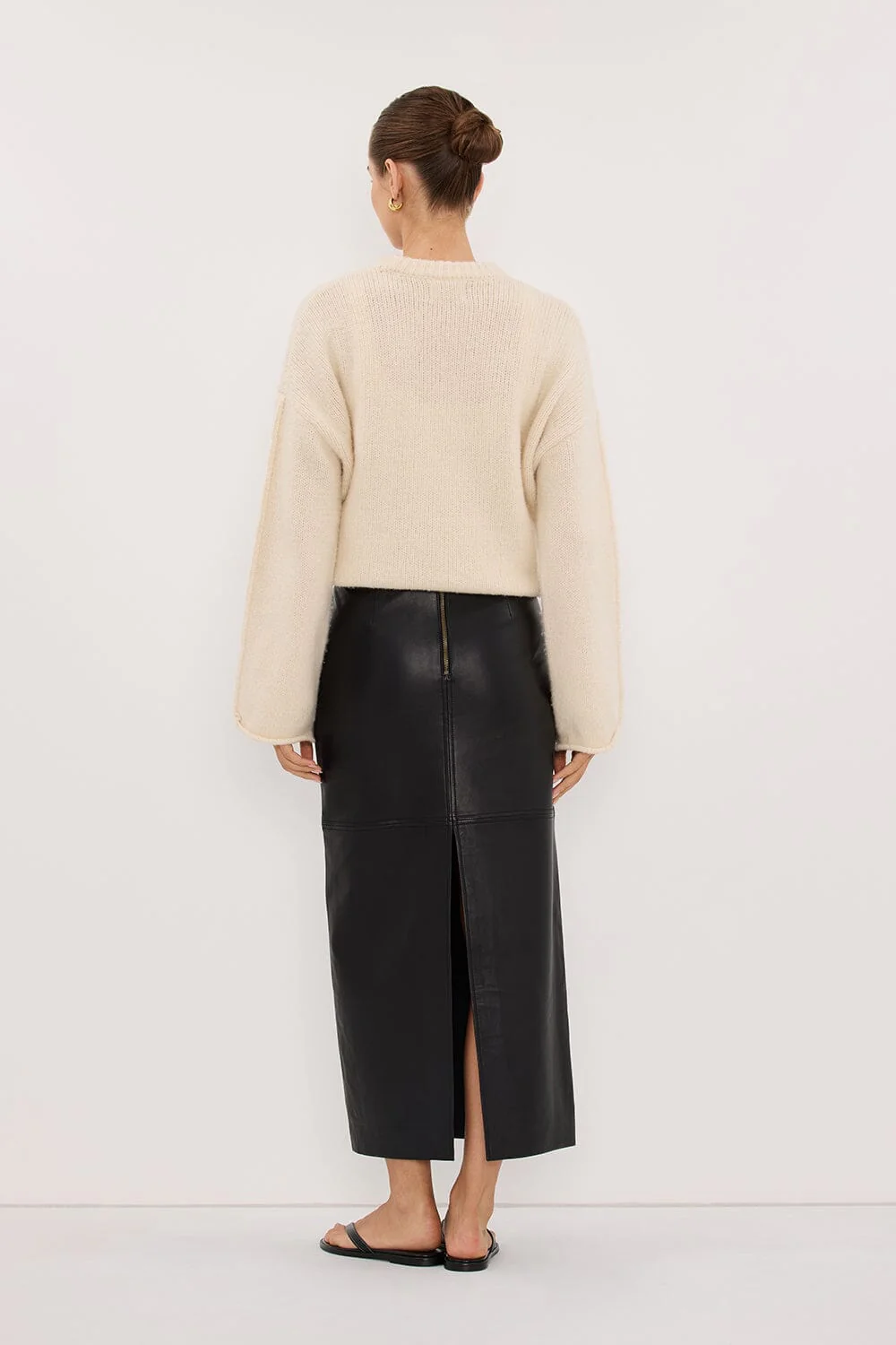 COOPER BLACK LEATHER MIDI SKIRT - Image 5