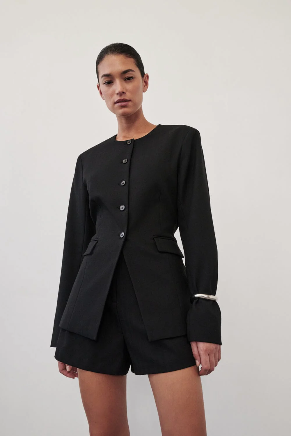 CYRUS BLACK COLLARLESS BLAZER - Image 3
