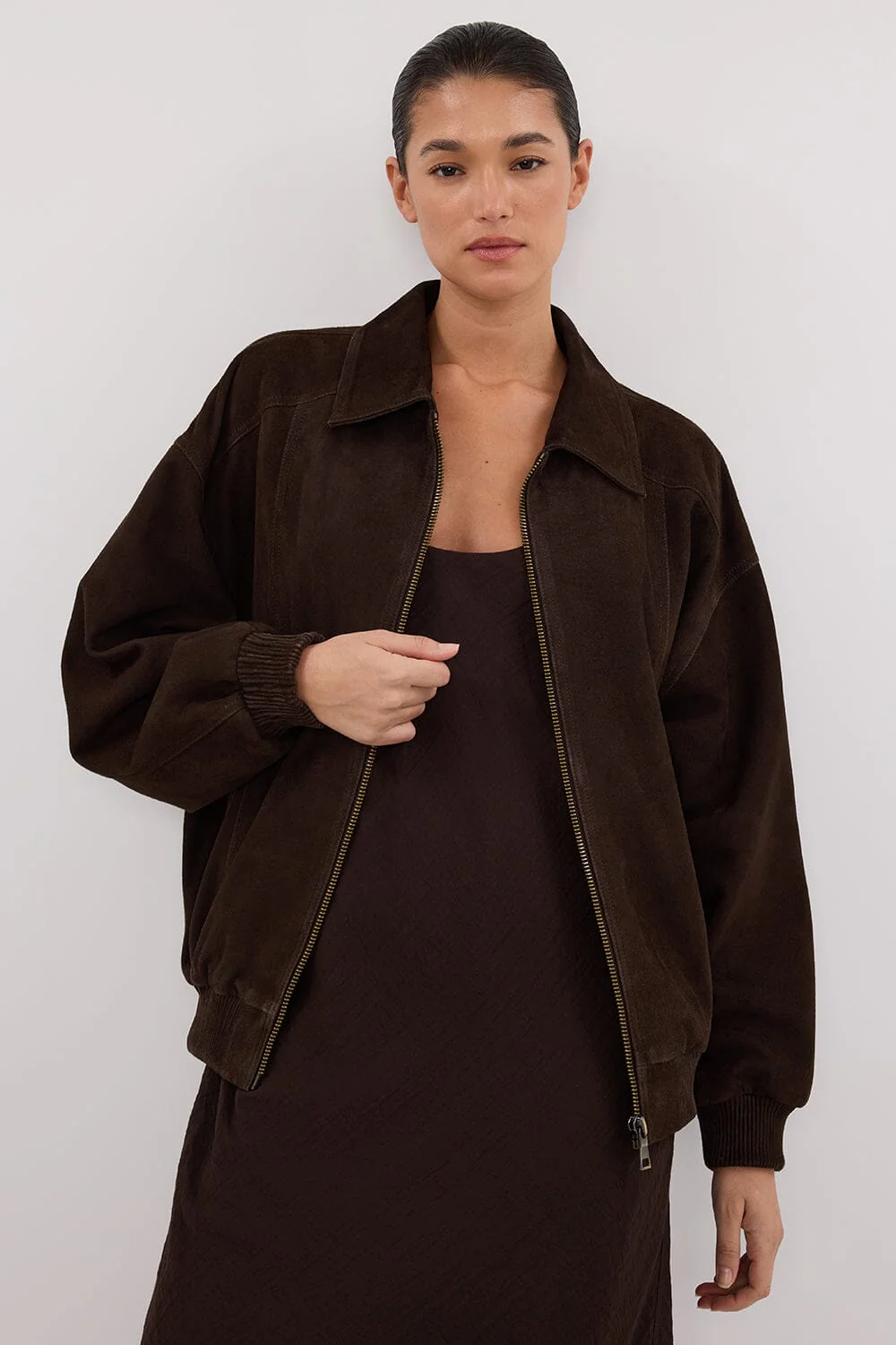 DALTON BITTER CHOC SUEDE BOMBER - Image 2