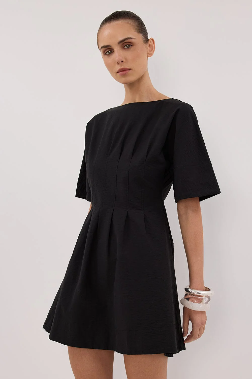 DAPHNE BLACK SLEEVED MINI DRESS - Image 6