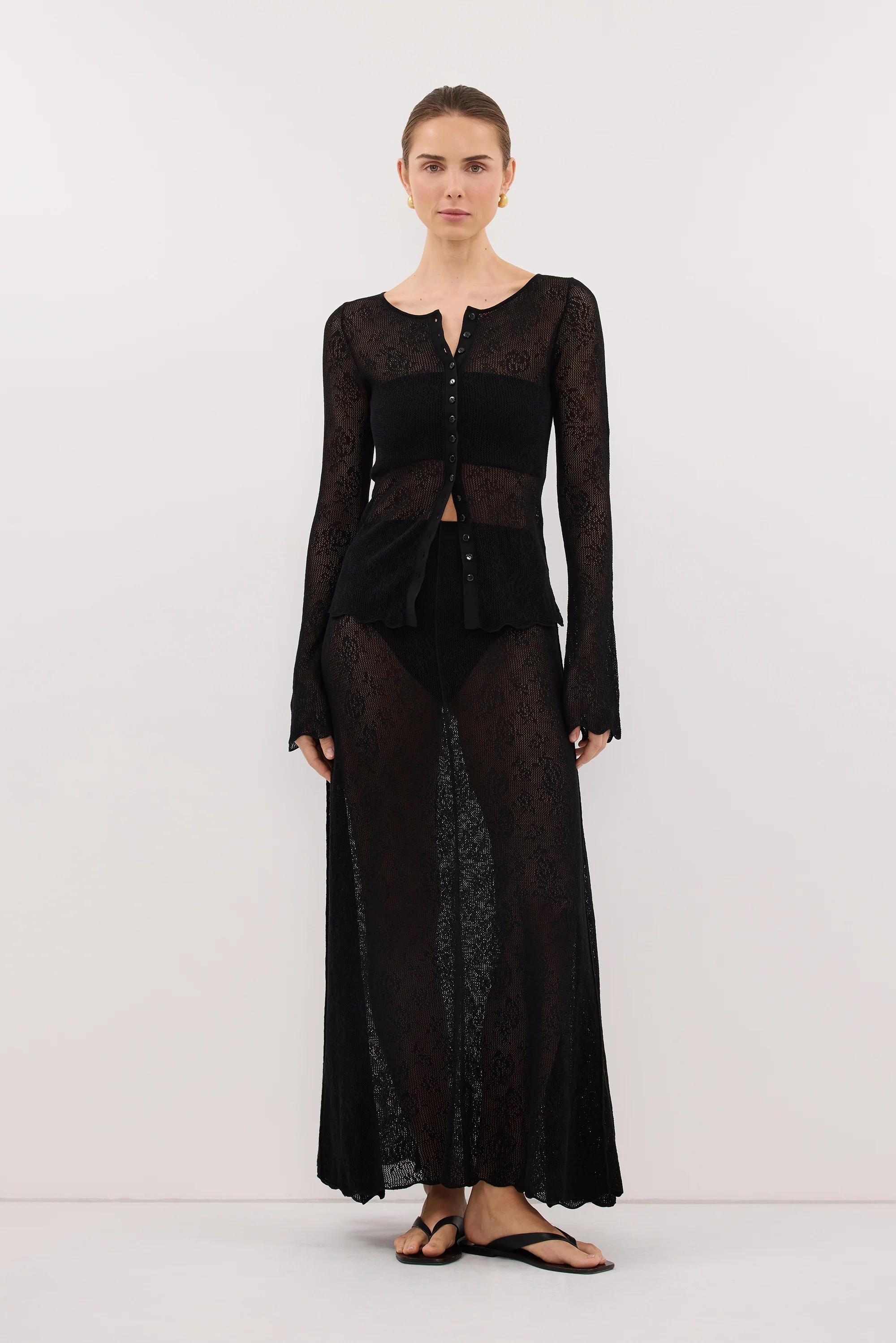 DELIA BLACK LACE BUTTON FRONT TOP - Image 6