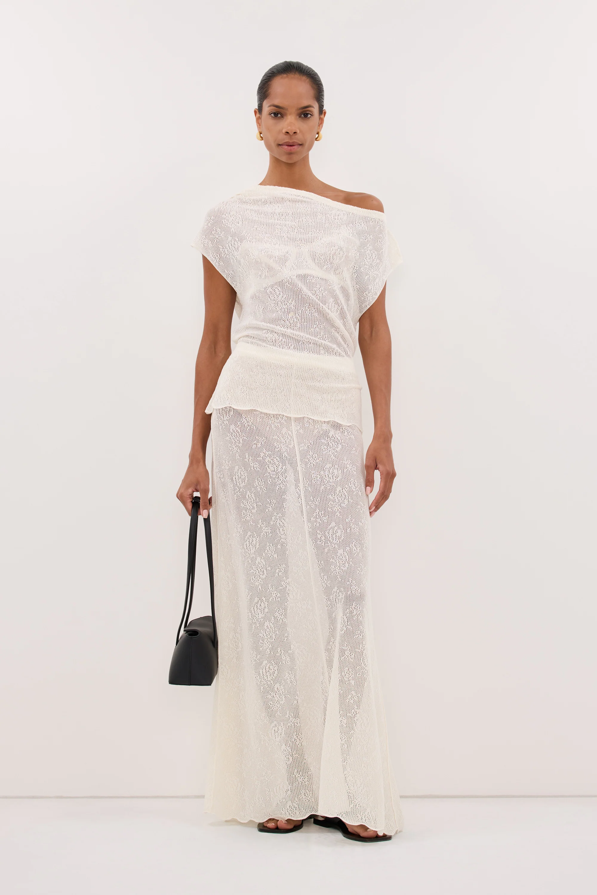 DELIA OFF WHITE LACE MAXI SKIRT - Image 6