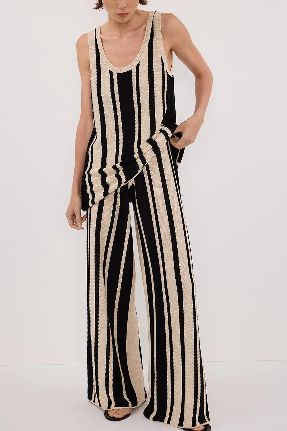 DELPHI STRIPE WIDE LEG KNIT PANT - Image 3