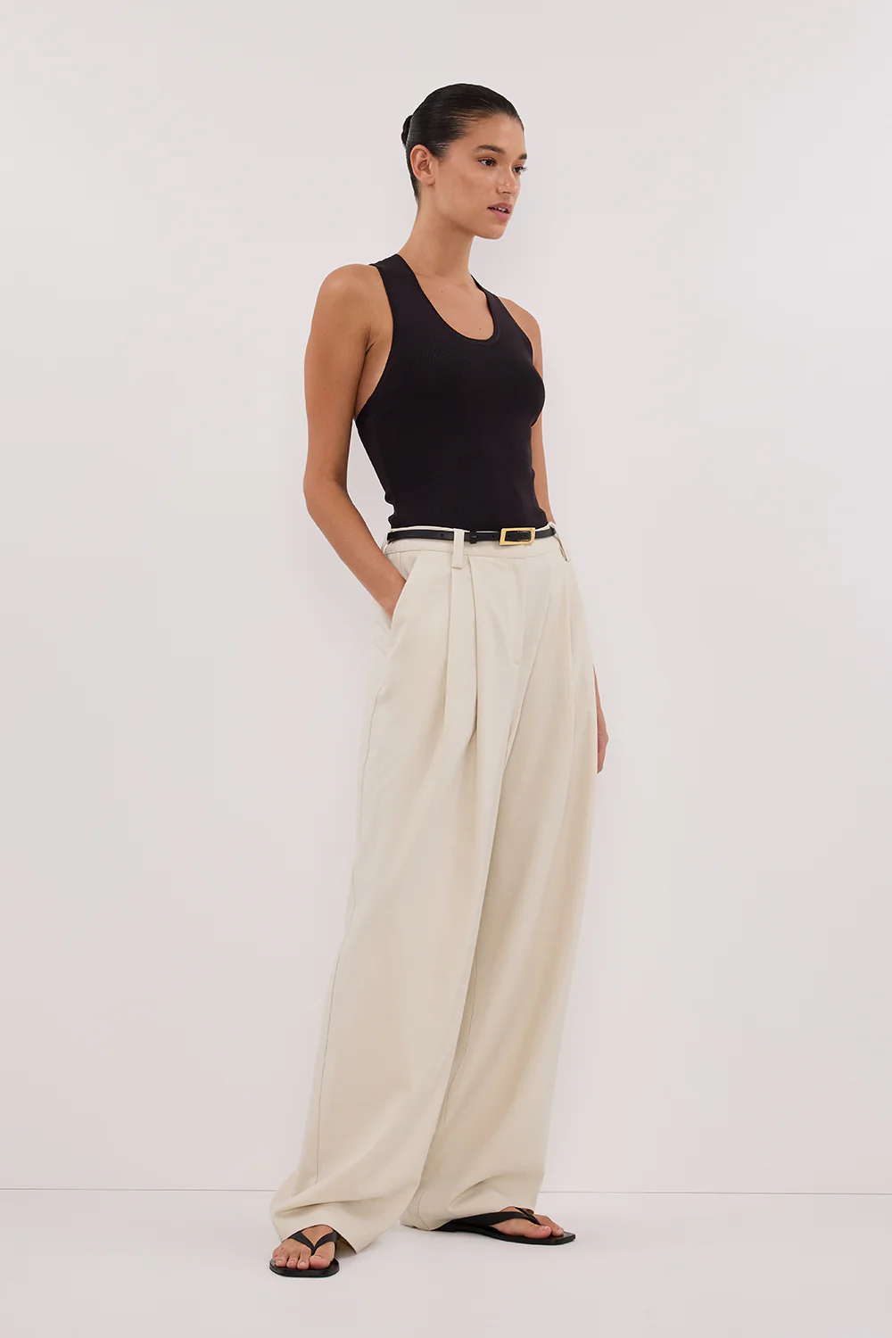 DEVIN WASHED BLACK RACER KNIT TANK - Image 3