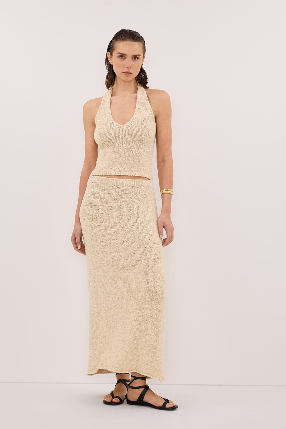 DINA NATURAL SLEEVELESS HALTER KNIT TOP - Image 6