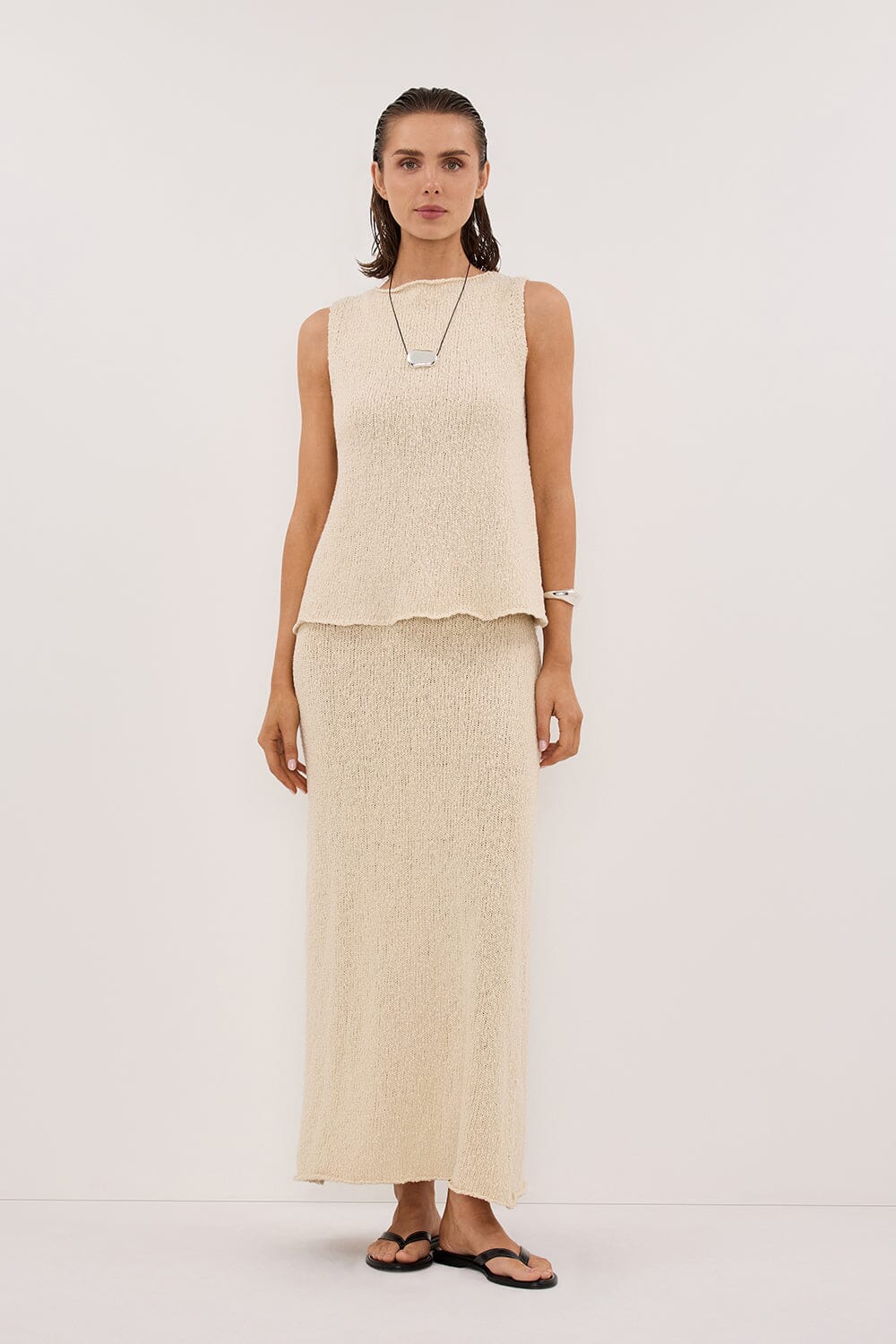 DINA NATURAL KNIT MIDI SKIRT - Image 6