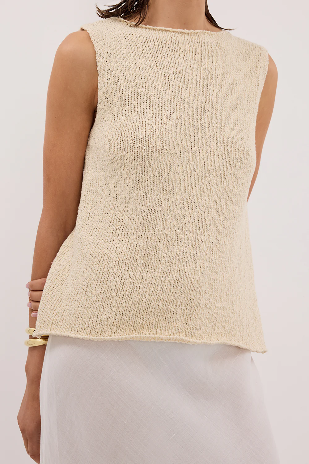 DINA NATURAL SLEEVELESS KNIT TOP - Image 5