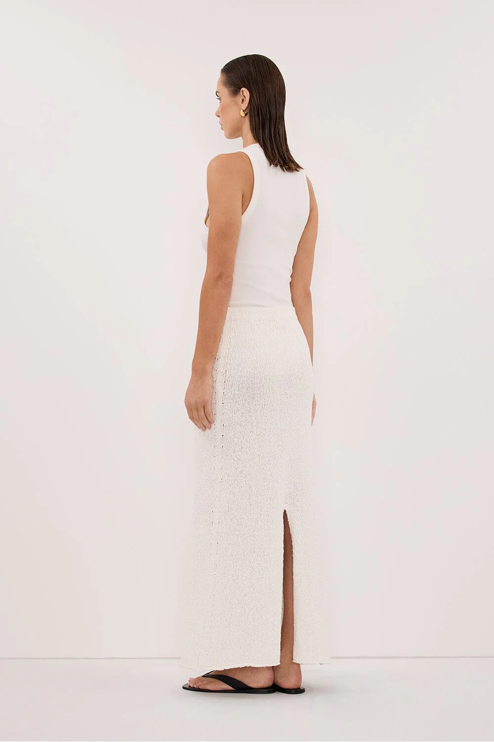 DINA OFF WHITE KNIT MIDI SKIRT - Image 4