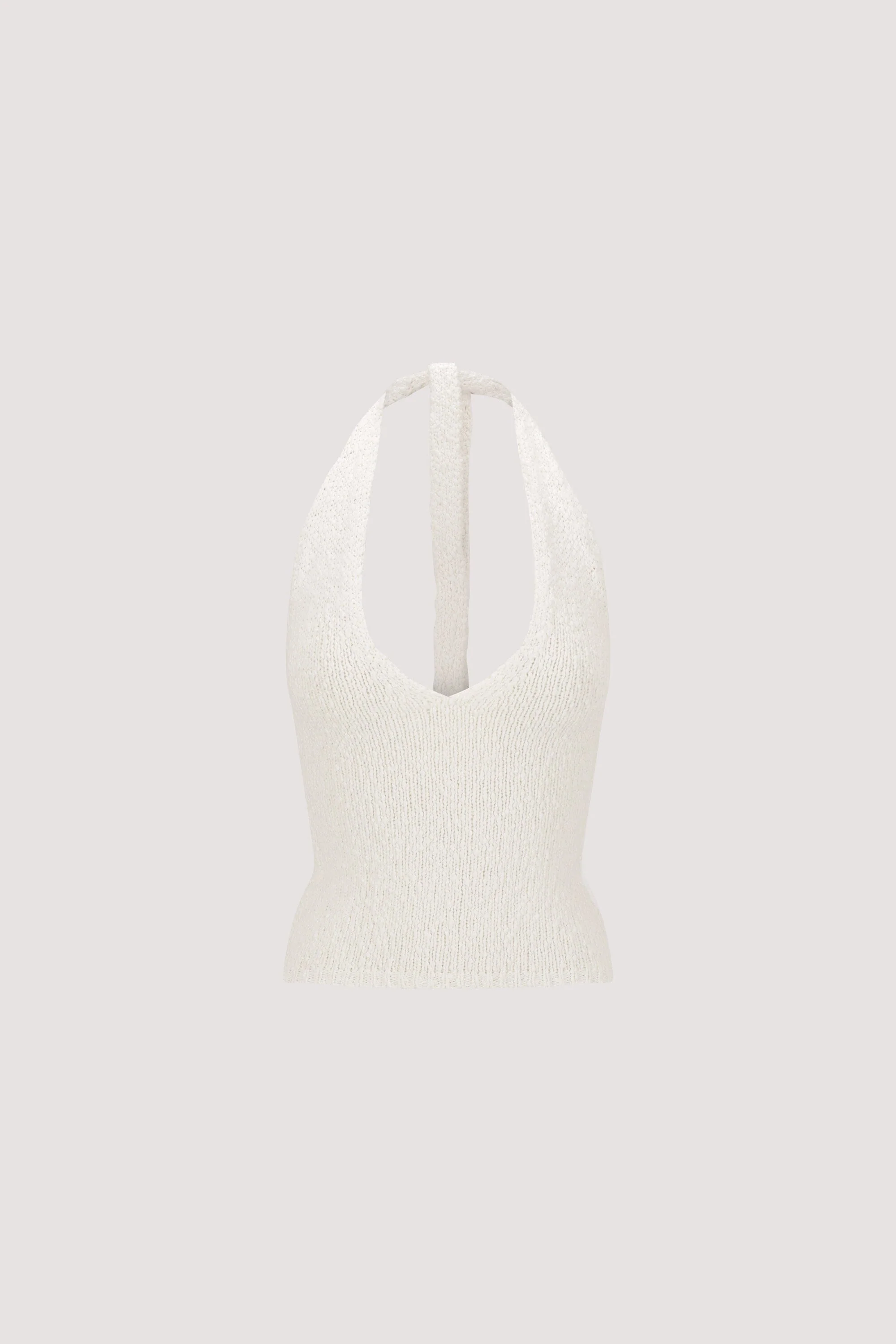 DINA OFF WHITE SLEEVELESS HALTER KNIT TOP - Image 6