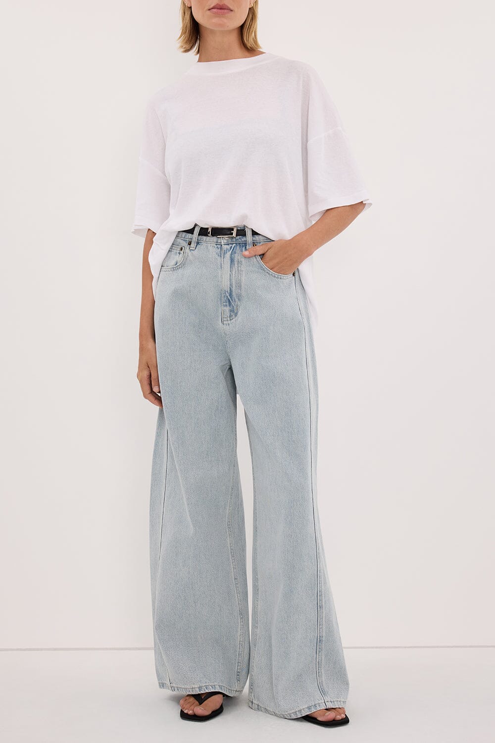 DREW LIGHT RINSE WIDE LEG DENIM JEAN - Image 3