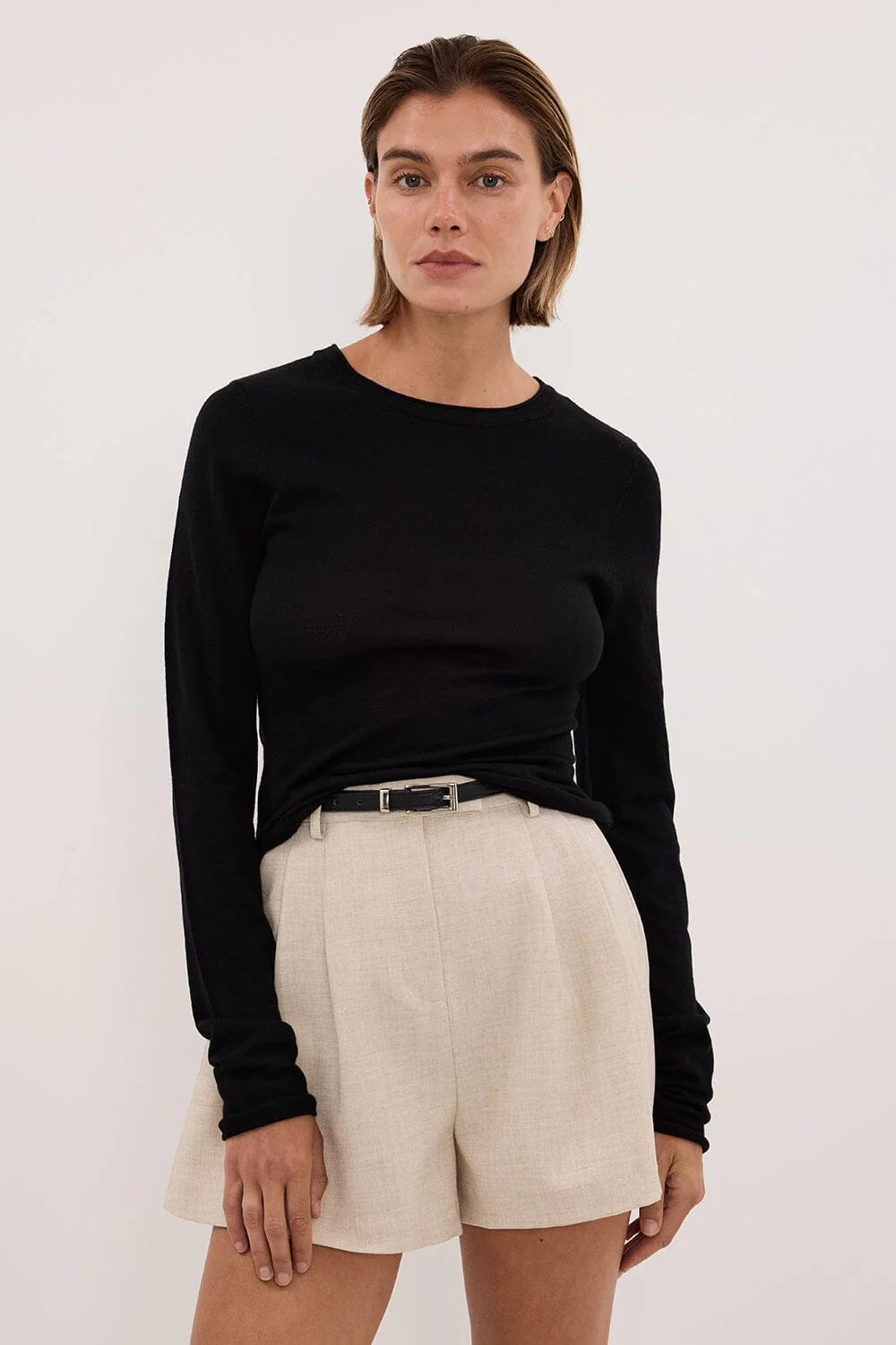 DUKE BLACK LONG SLEEVE MERINO KNIT TOP - Image 2