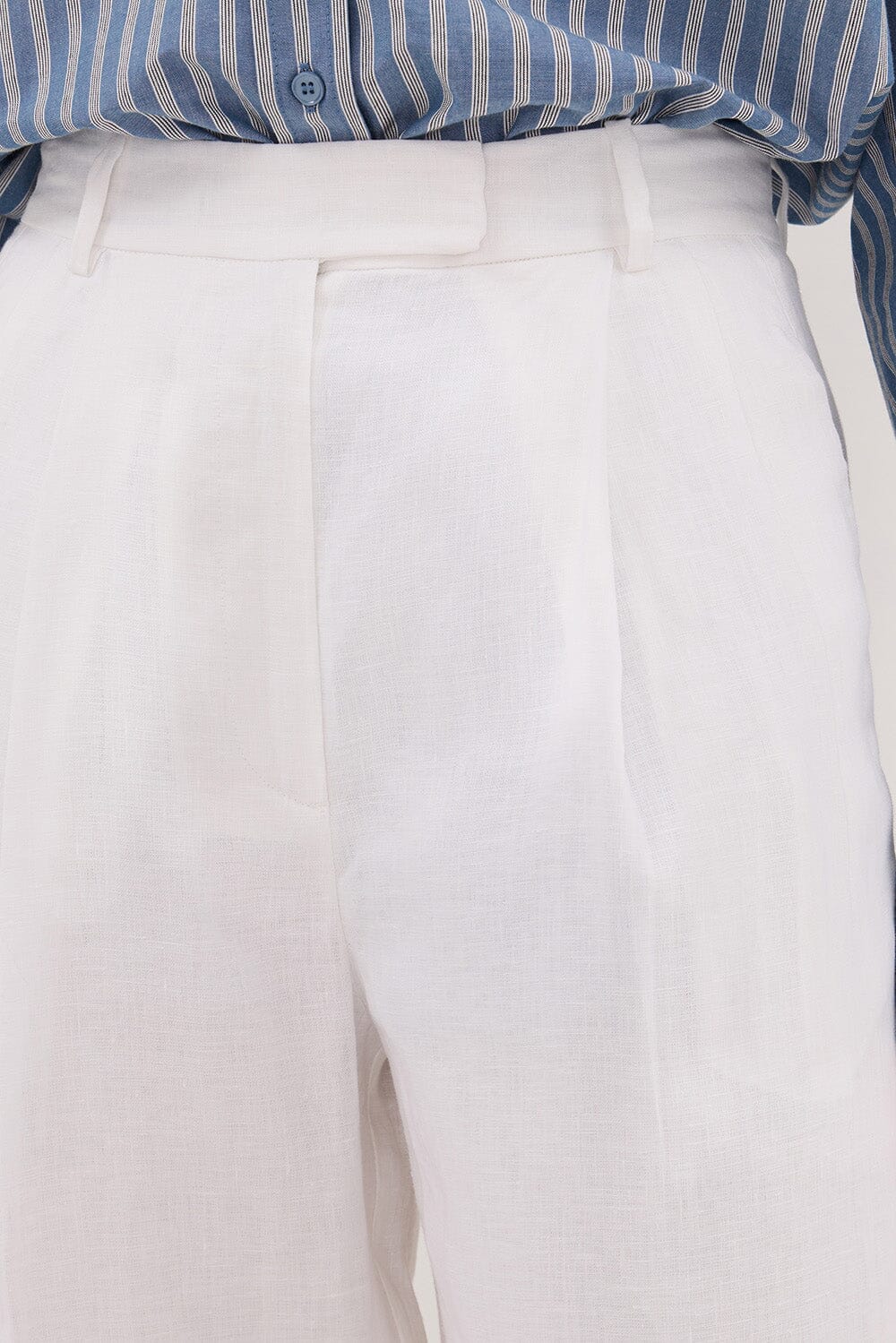 EASTON WHITE WIDE LEG LINEN PANT - Image 5