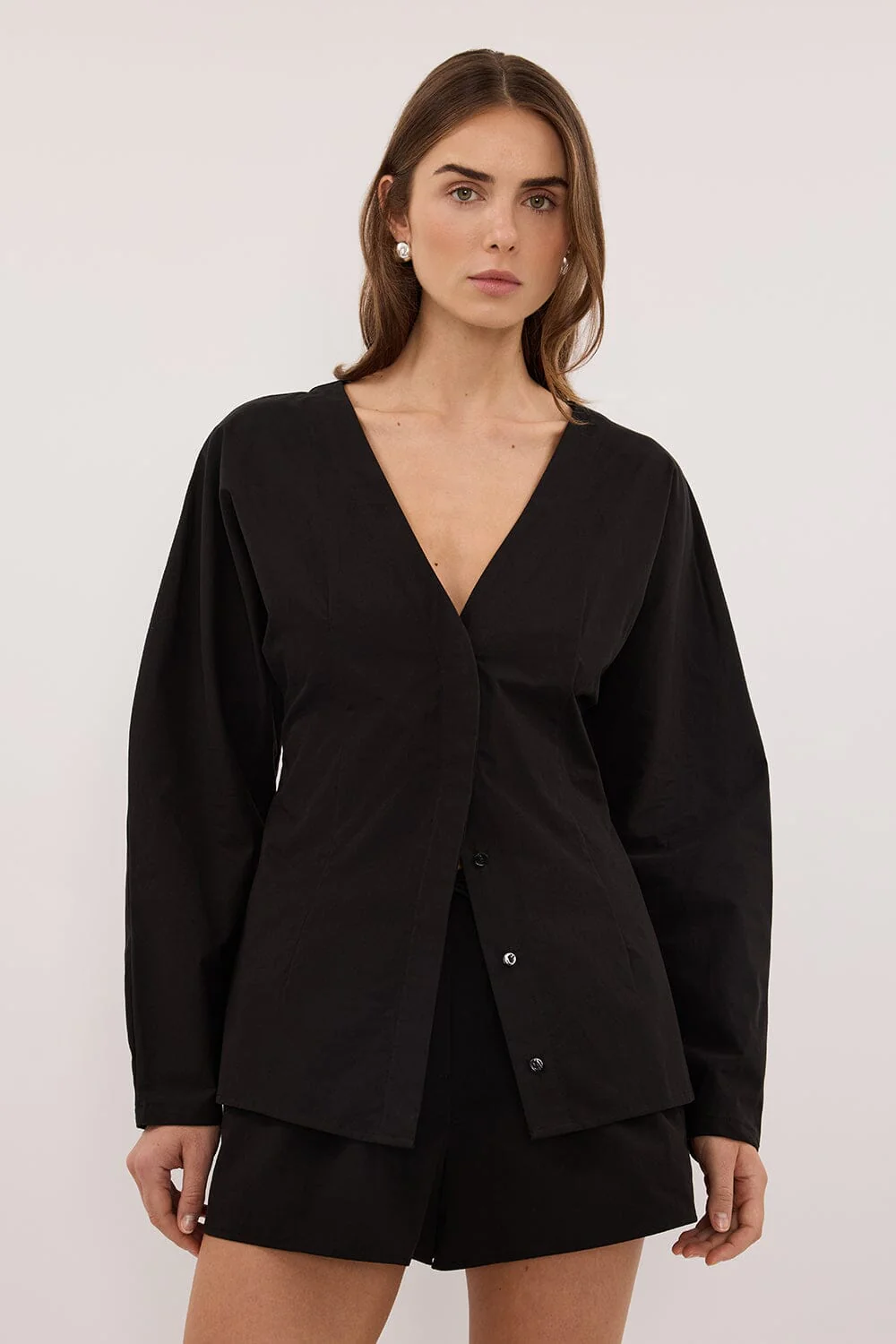 EDENA BLACK COTTON SHORT - Image 2