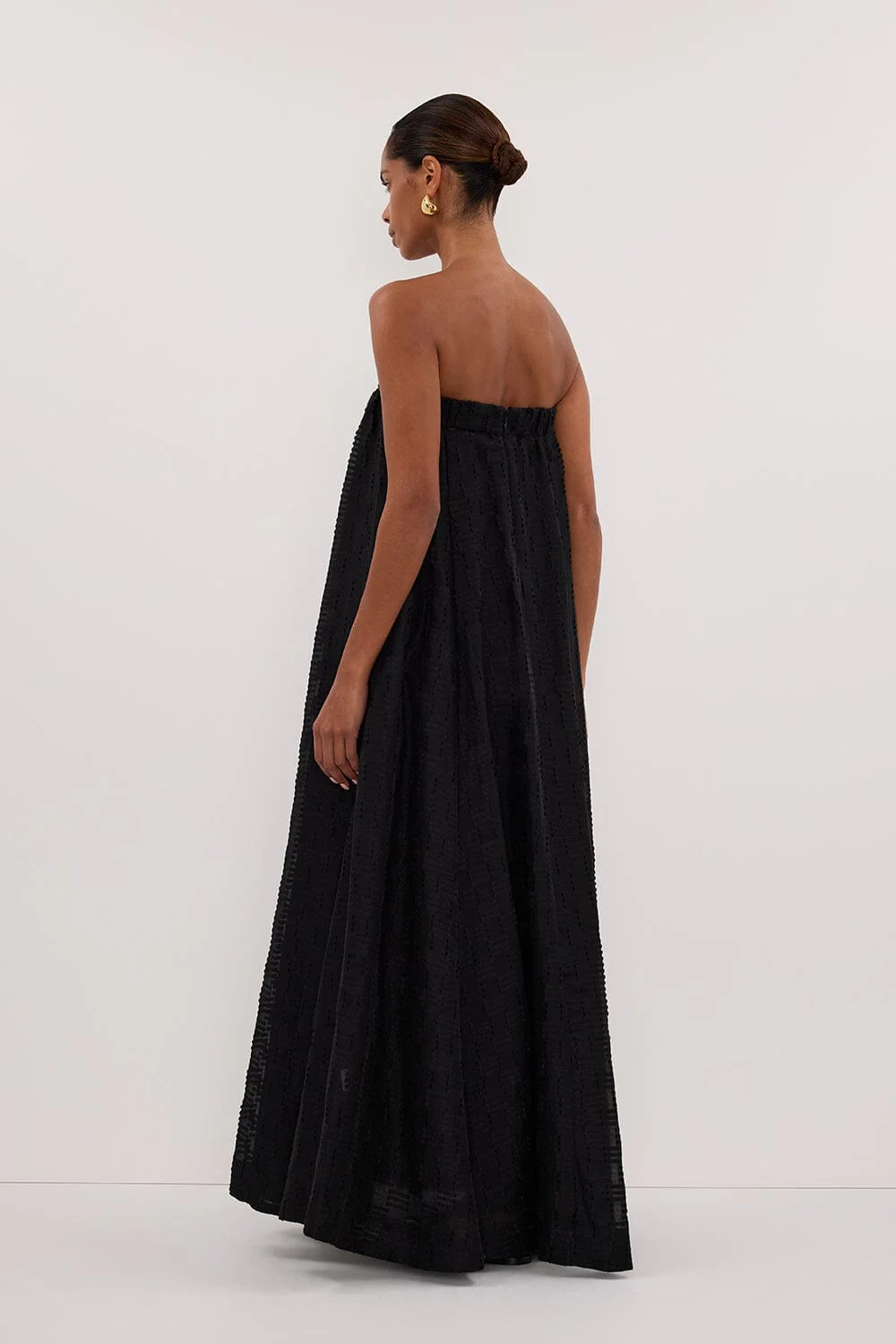 ELBA BLACK SHEER STRAPLESS MIDI DRESS - Image 4