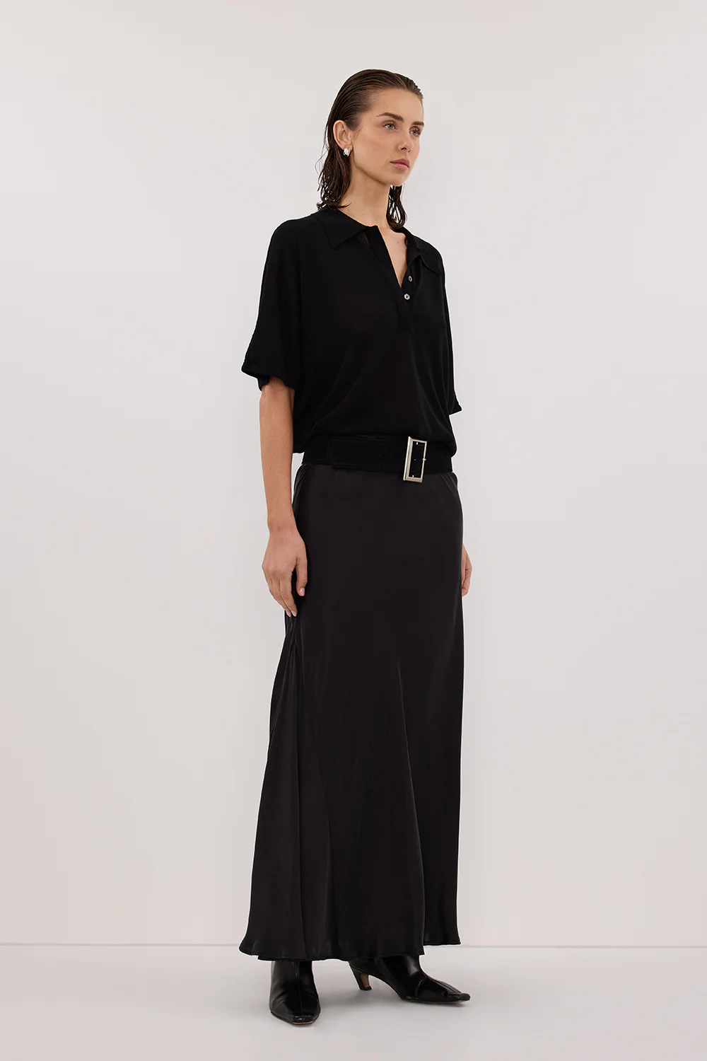 ELI BLACK POLO KNIT TOP - Image 3