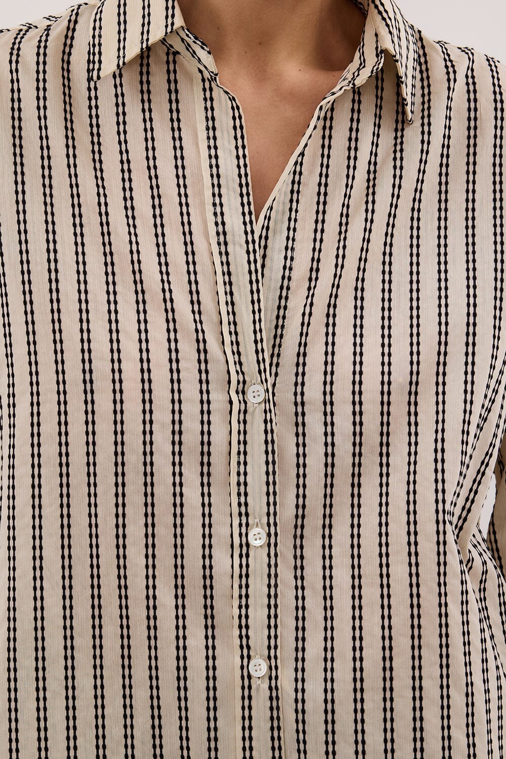 ELLIE CREAM OVERSIZED LONG SLEEVE STRIPE SHIRT - Image 5