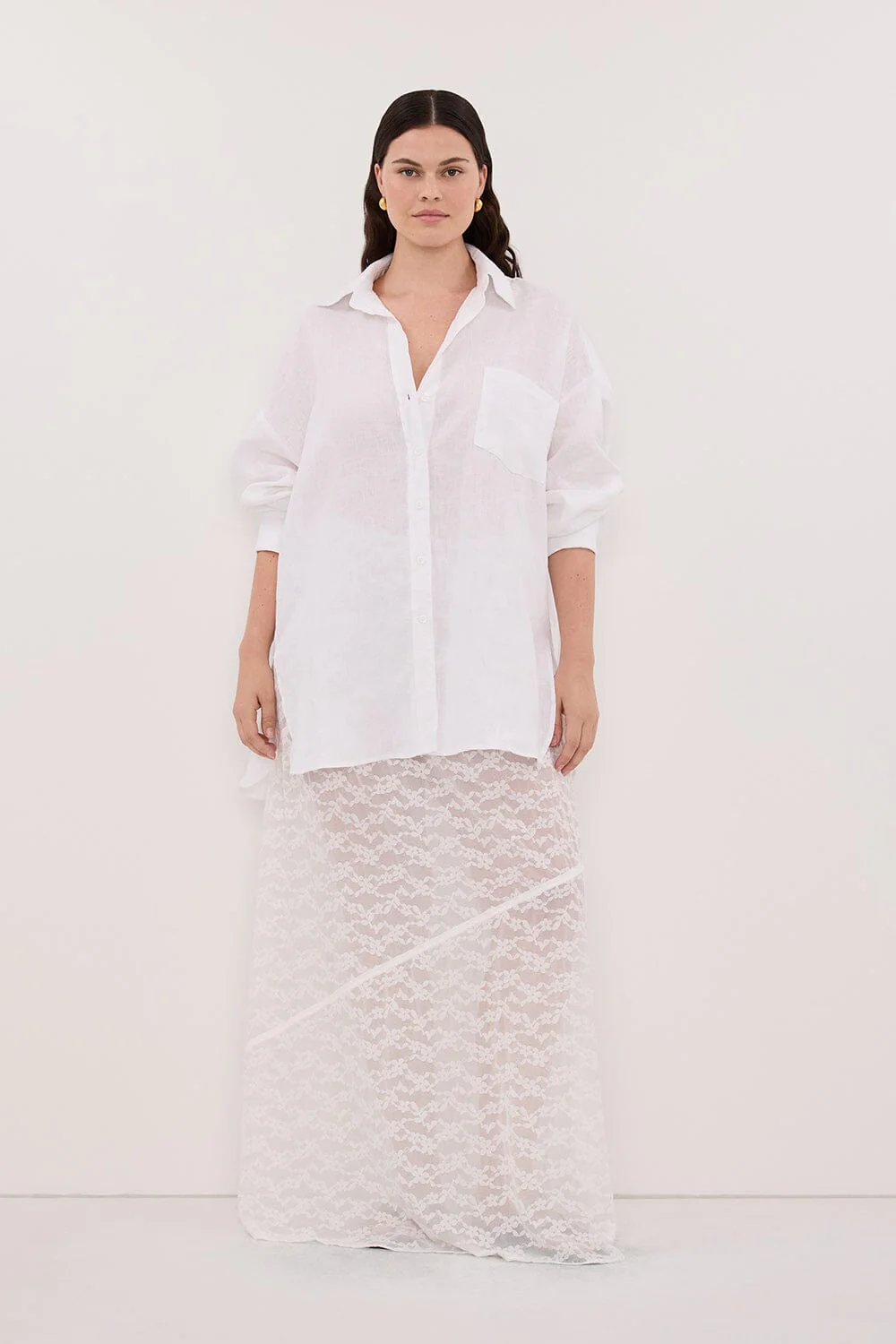 ELLIS WHITE LONG SLEEVE LINEN SHIRT - Image 7