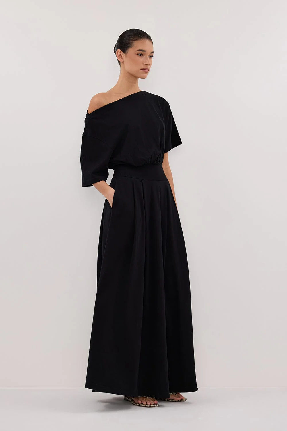 ESME BLACK ASYM MAXI DRESS - Image 3