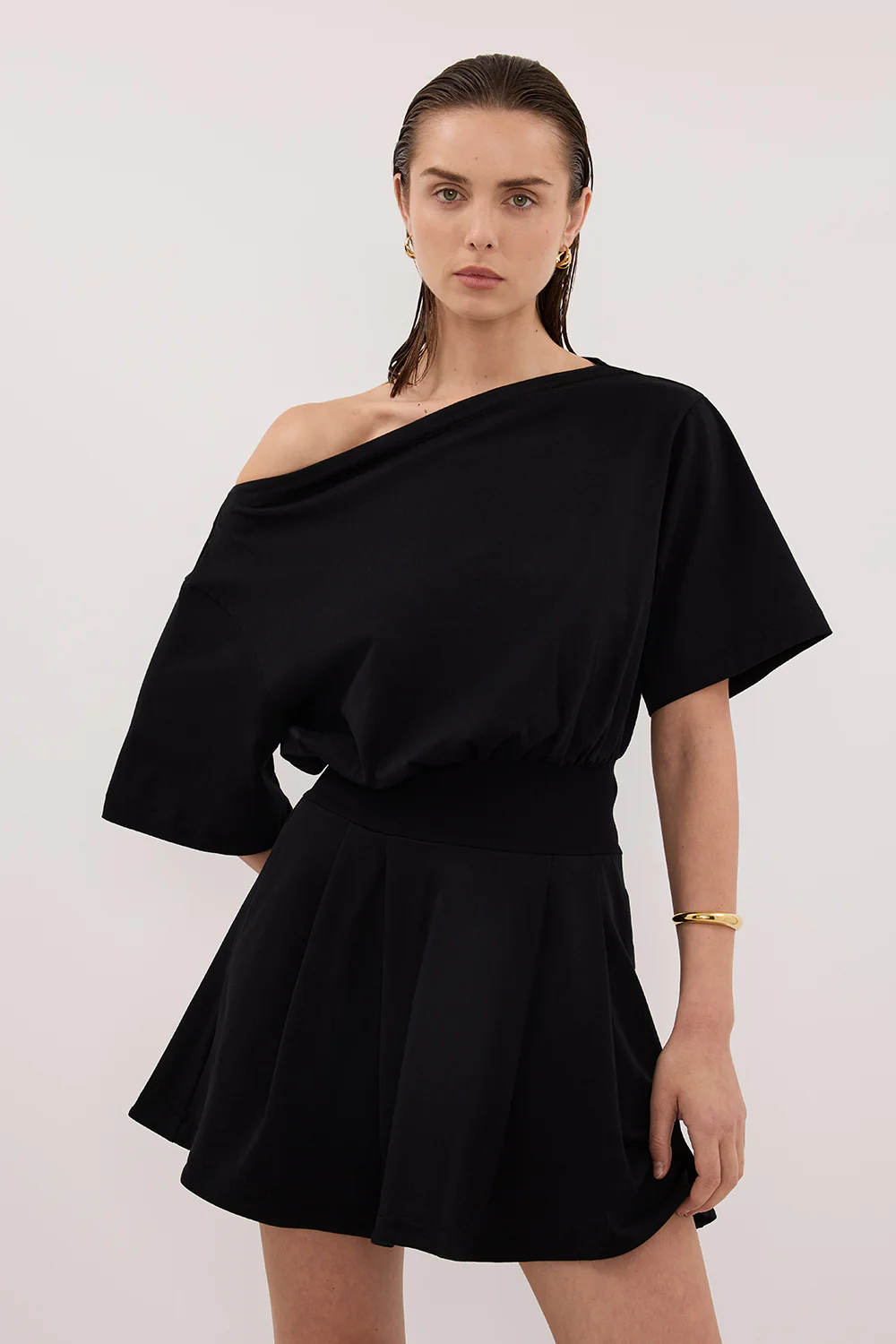 ESME BLACK ASYM MINI DRESS - Image 2