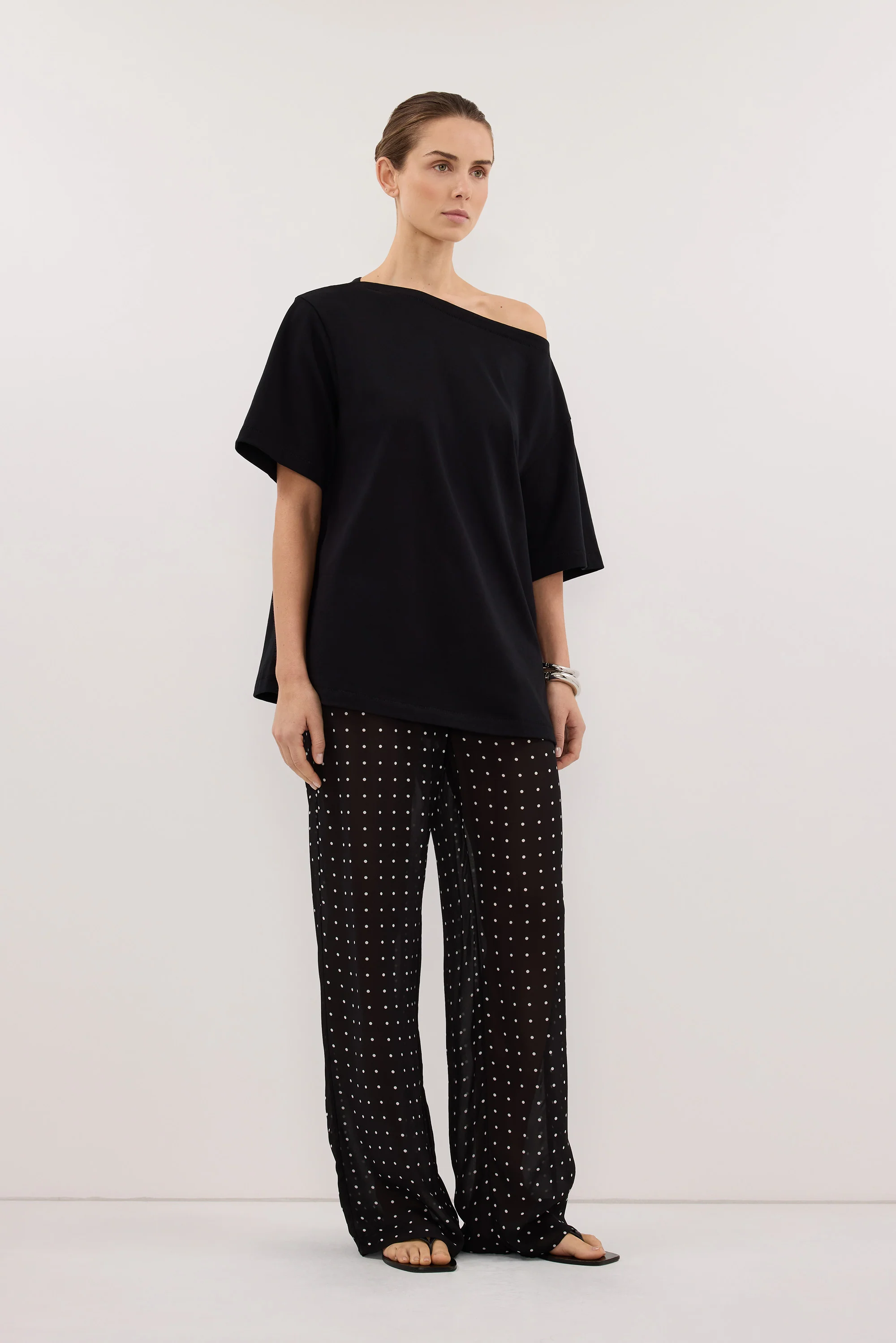 ESME BLACK ASYM BOAT NECK TEE - Image 3